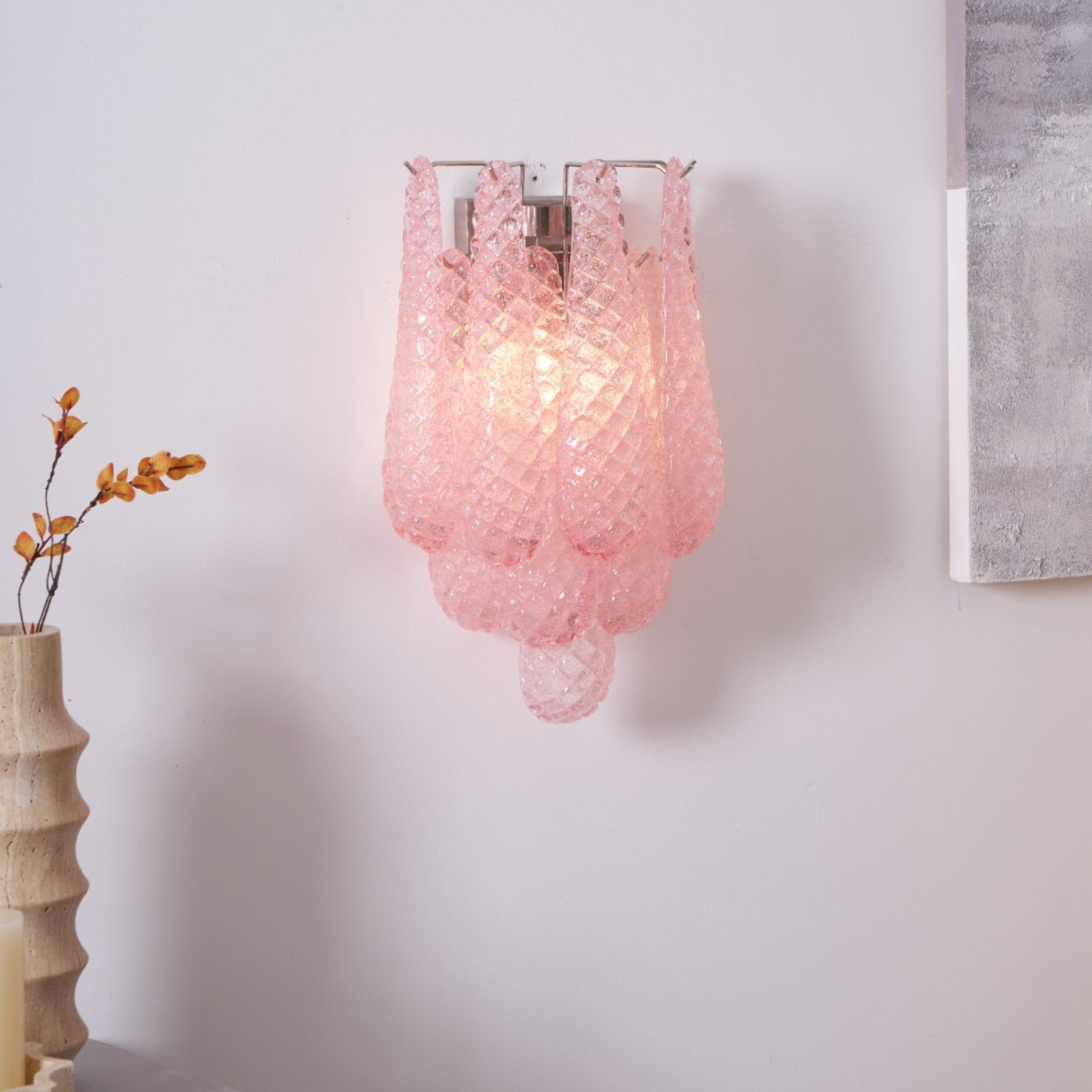 Aurora Wall Lamp Pink Teardrop Glass Floral Artistic - Letslighting