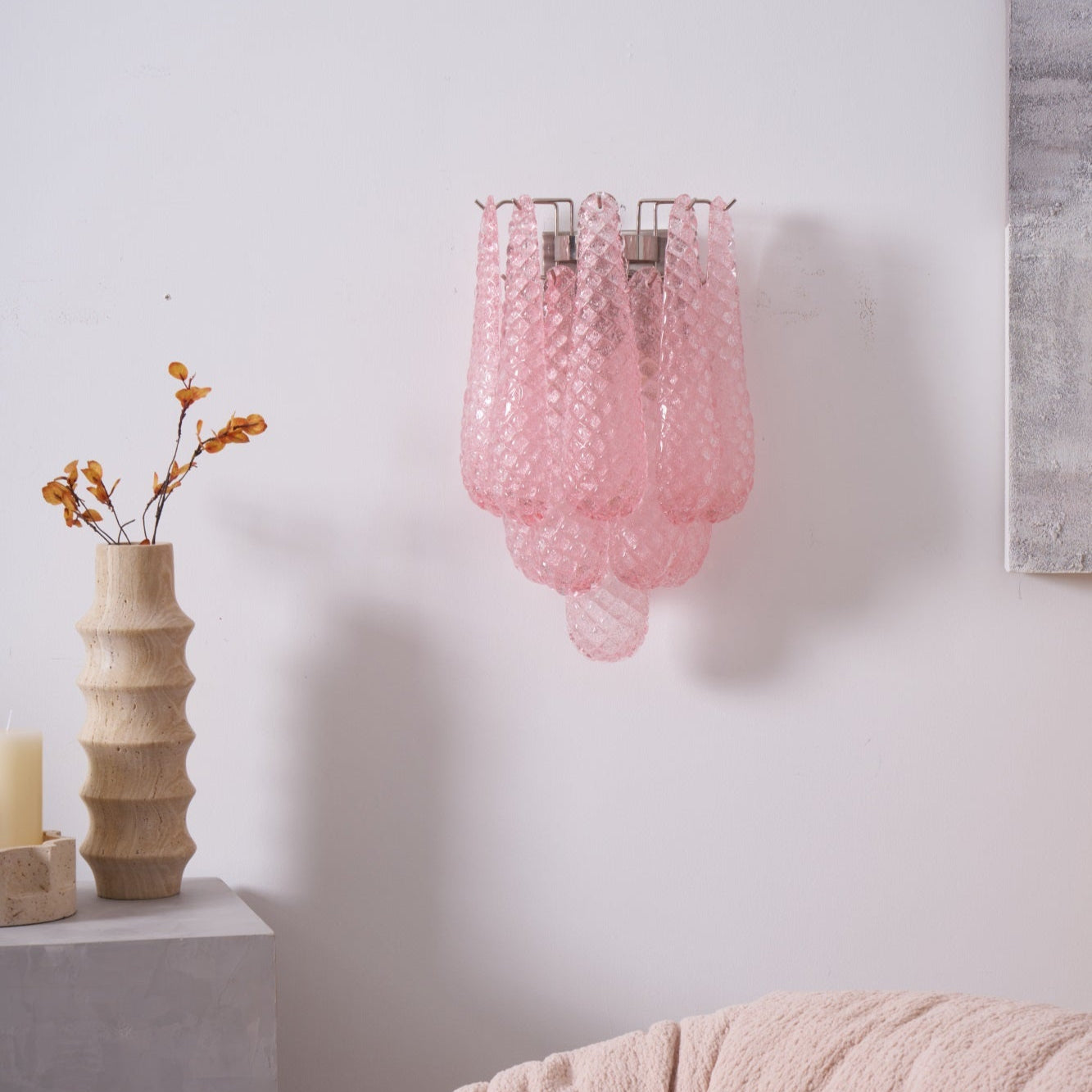 Aurora Wall Lamp Pink Teardrop Glass Floral Artistic - Letslighting