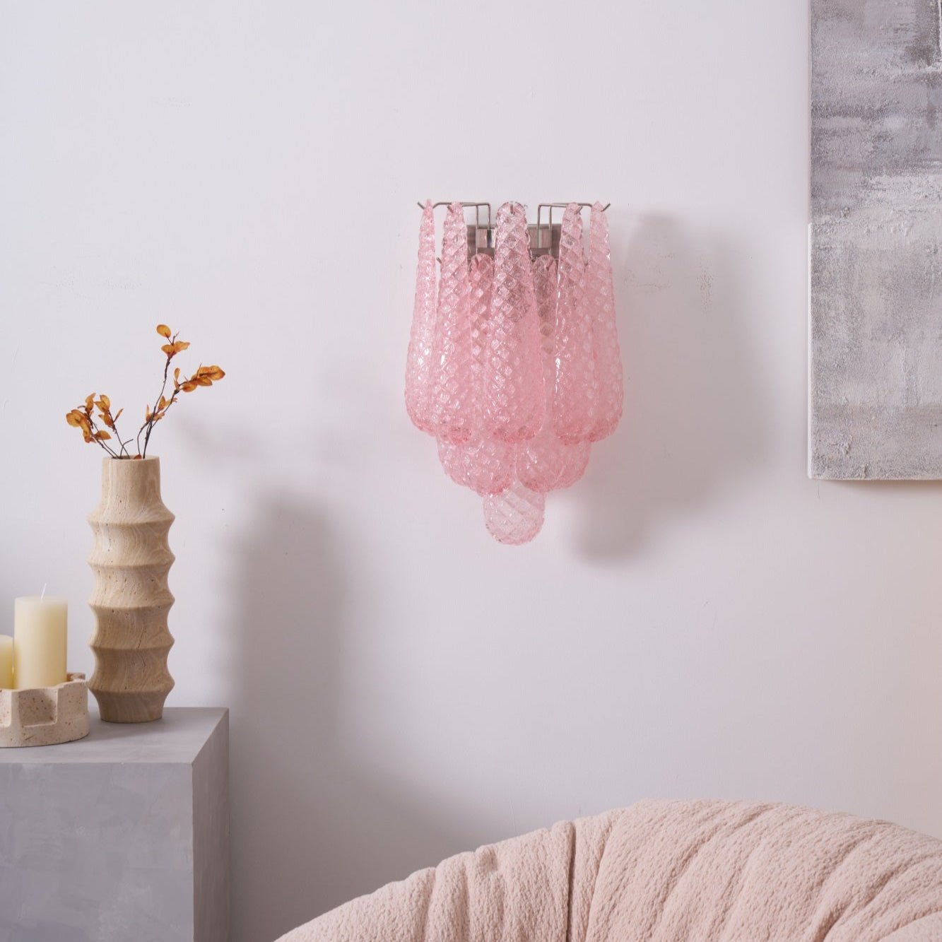 Aurora Wall Lamp Pink Teardrop Glass Floral Artistic - Letslighting
