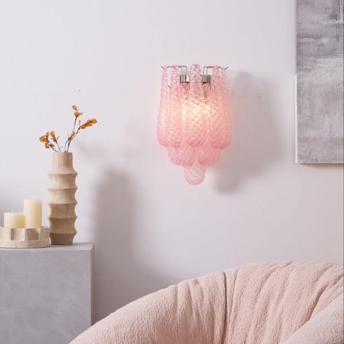 Aurora Wall Lamp Pink Teardrop Glass Floral Artistic - Letslighting