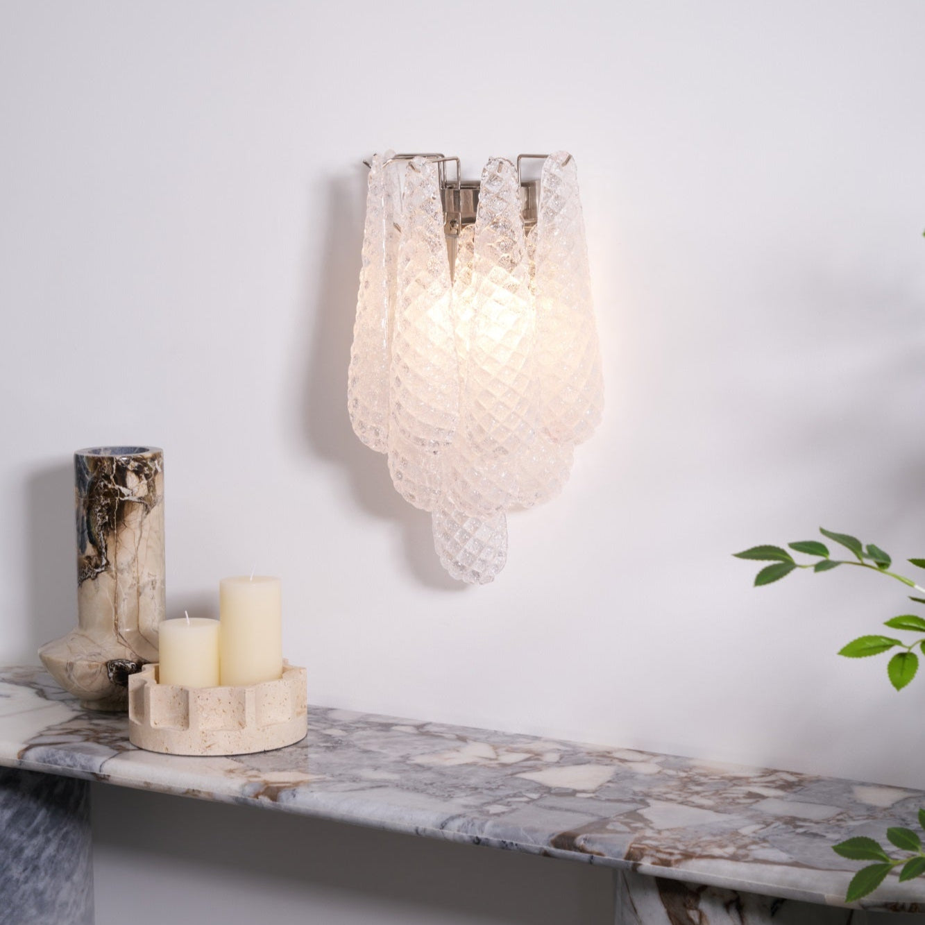 Aurora Wall Lamp Pink Teardrop Glass Floral Artistic - Letslighting