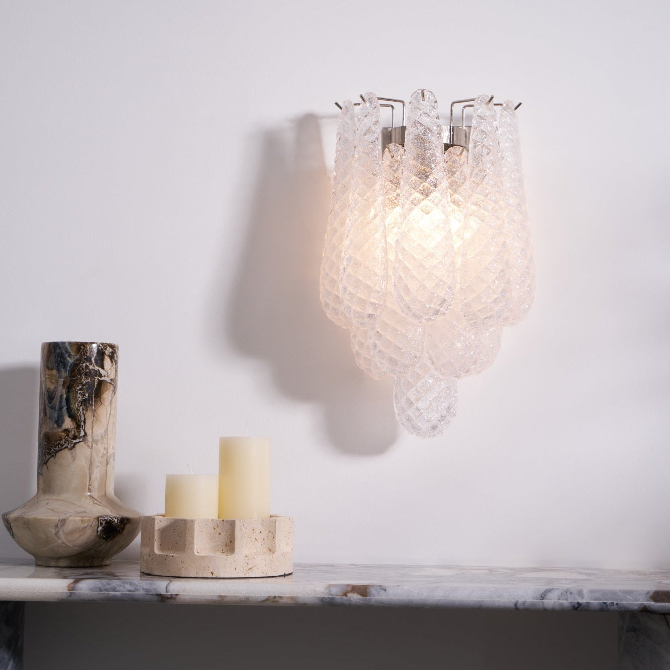 Aurora Wall Lamp Pink Teardrop Glass Floral Artistic - Letslighting