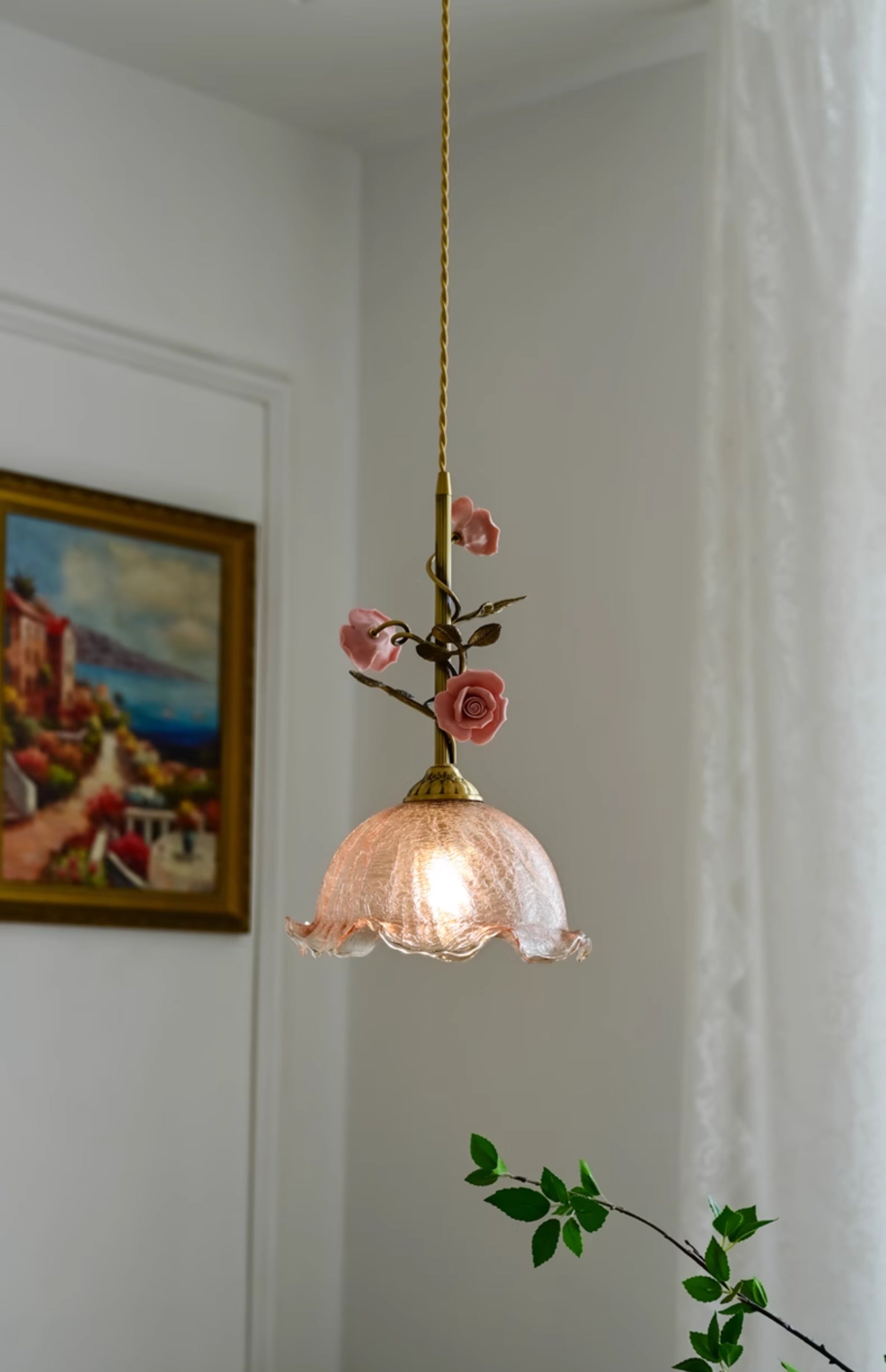 Ilsoris Lampe Pendentive Céramique Verre Rose Créativité Individuelle - Neutralighting