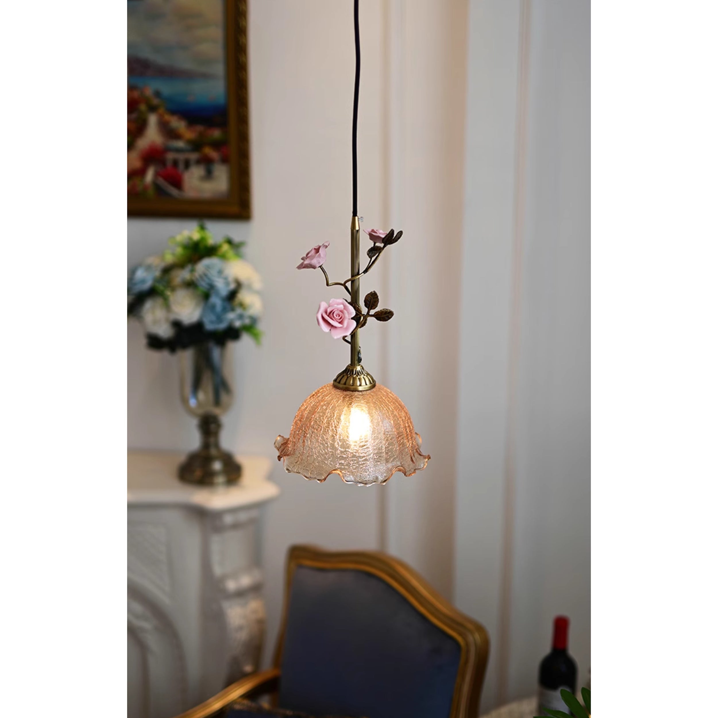 Ilsoris Lampe Pendentive Céramique Verre Rose Créativité Individuelle - Neutralighting
