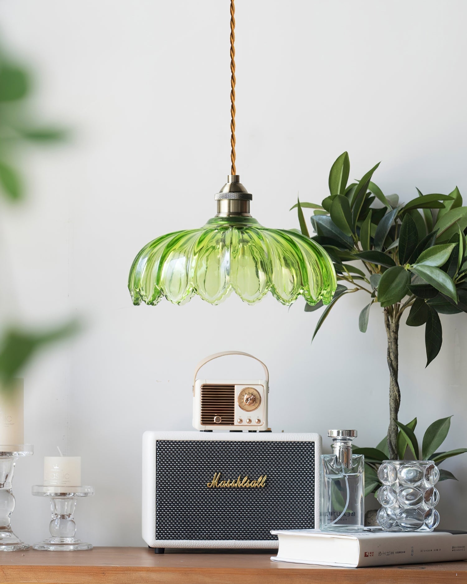 Limea Green Glass Flower Pendant Light - Letslighting