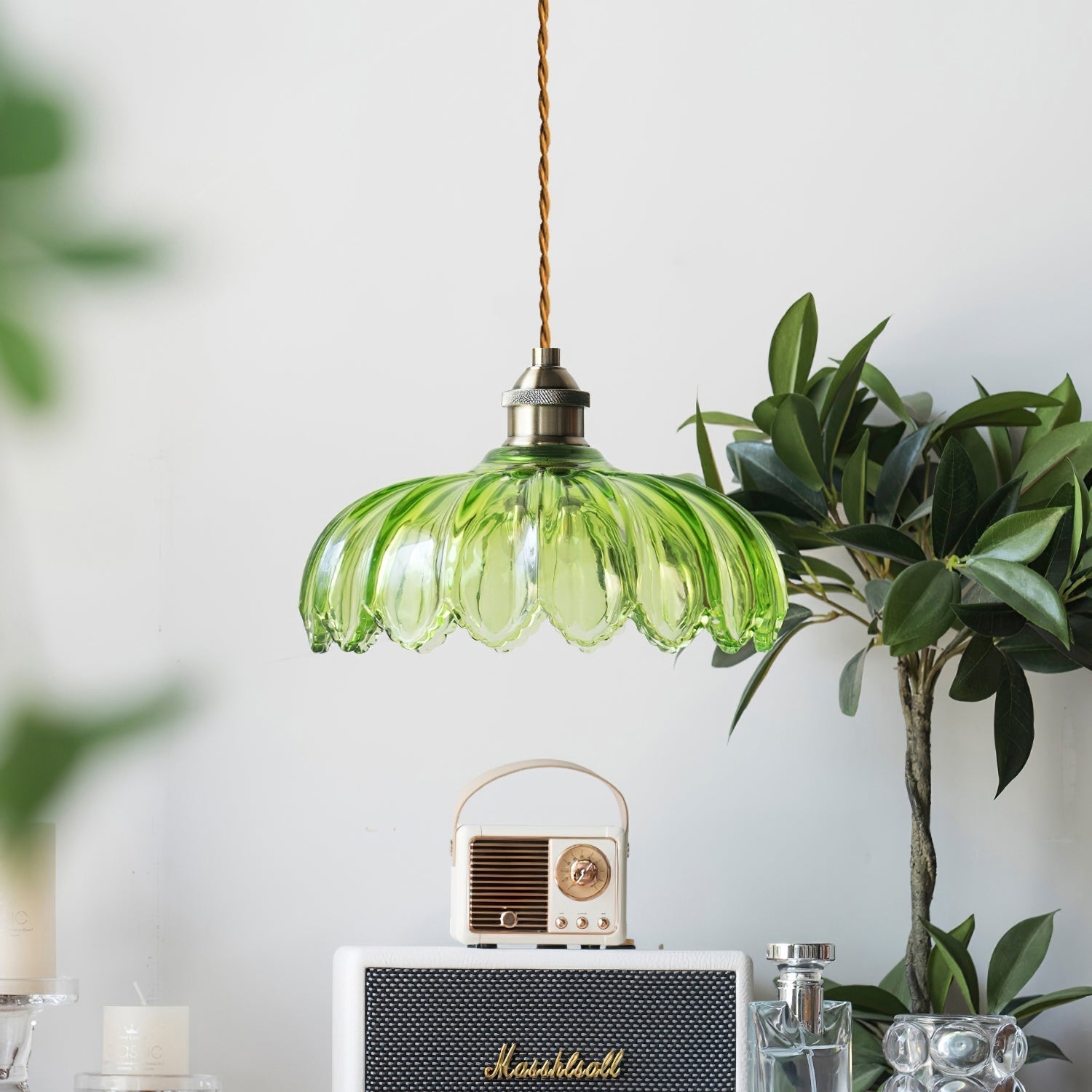 Limea Green Glass Flower Pendant Light - Letslighting