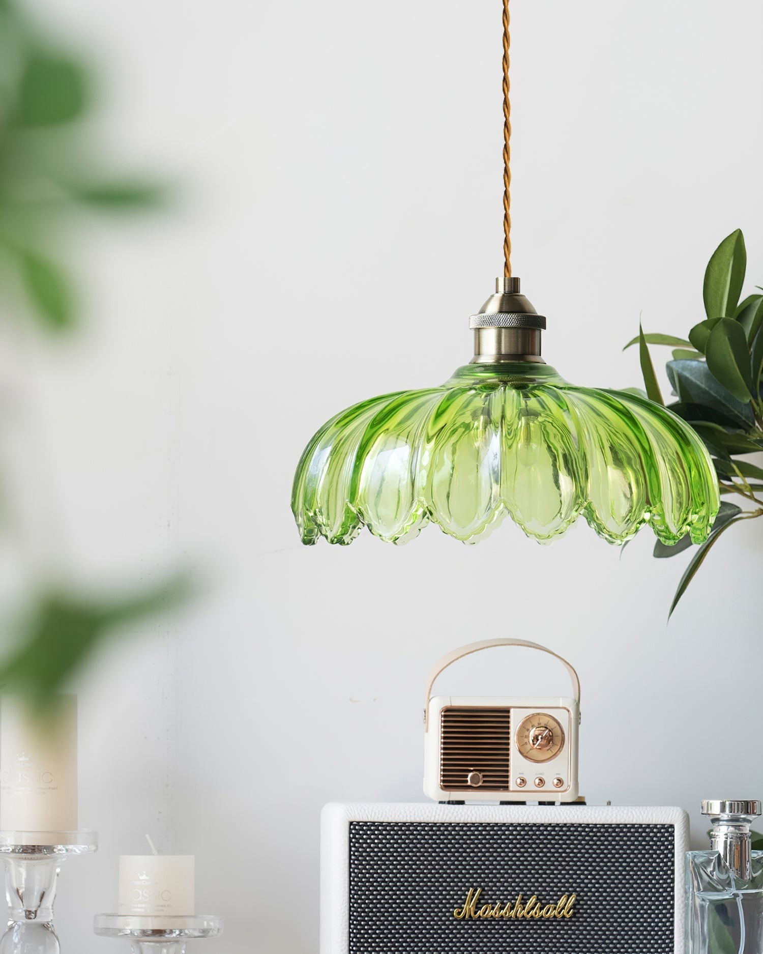 Limea Green Glass Flower Pendant Light - Letslighting