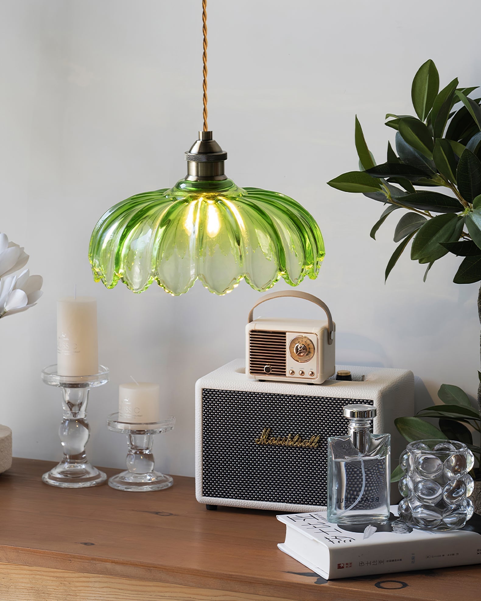 Limea Green Glass Flower Pendant Light - Letslighting