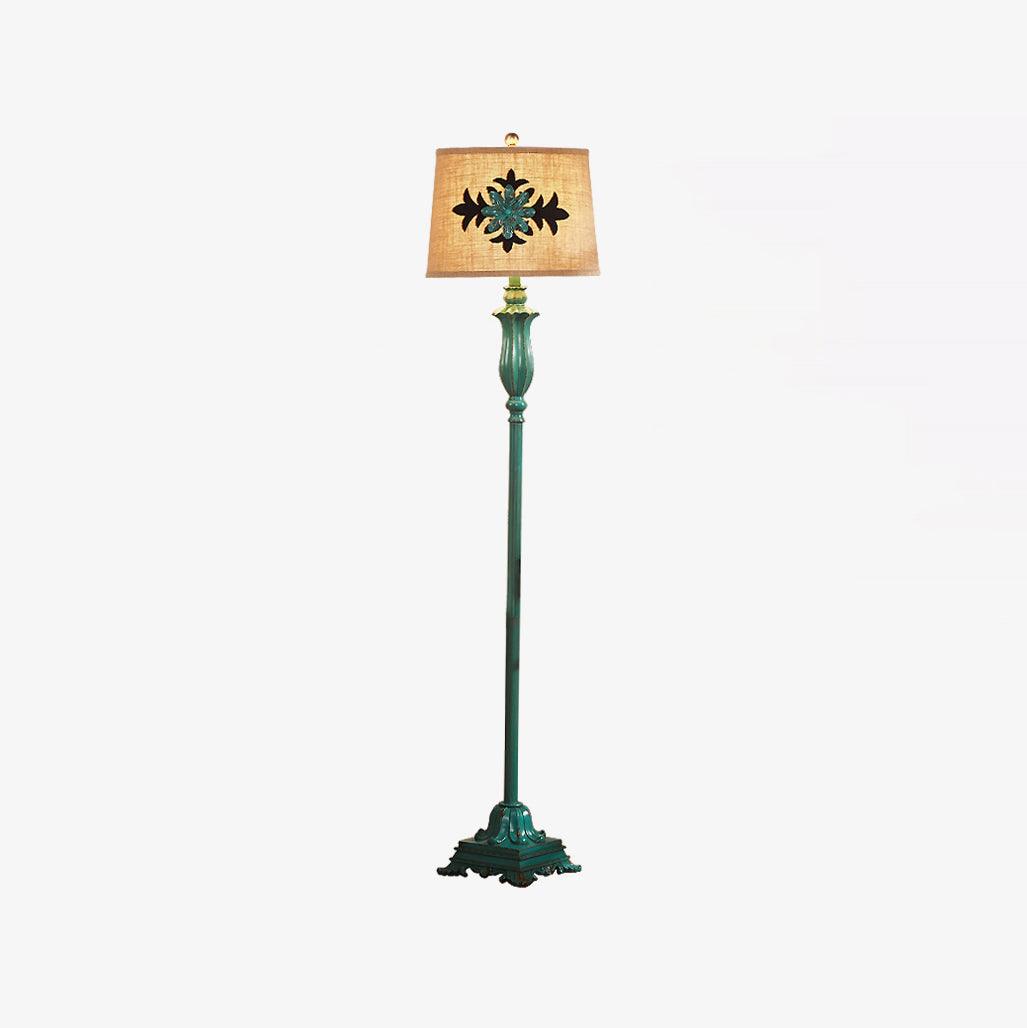 Tiffany Lampadaire Cylindre Vintage, Métal/Résine, Vert, Salon