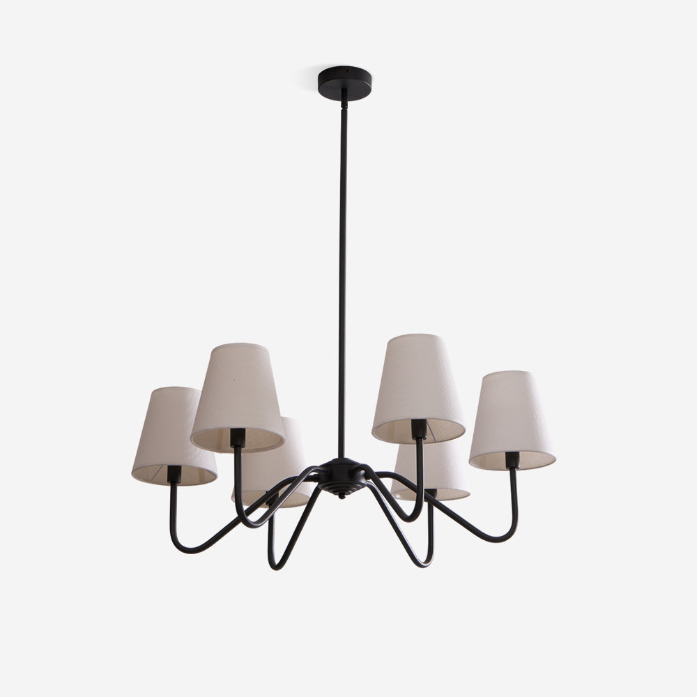 Lassen Chandelier Black Curved Arms Modern - Letslighting