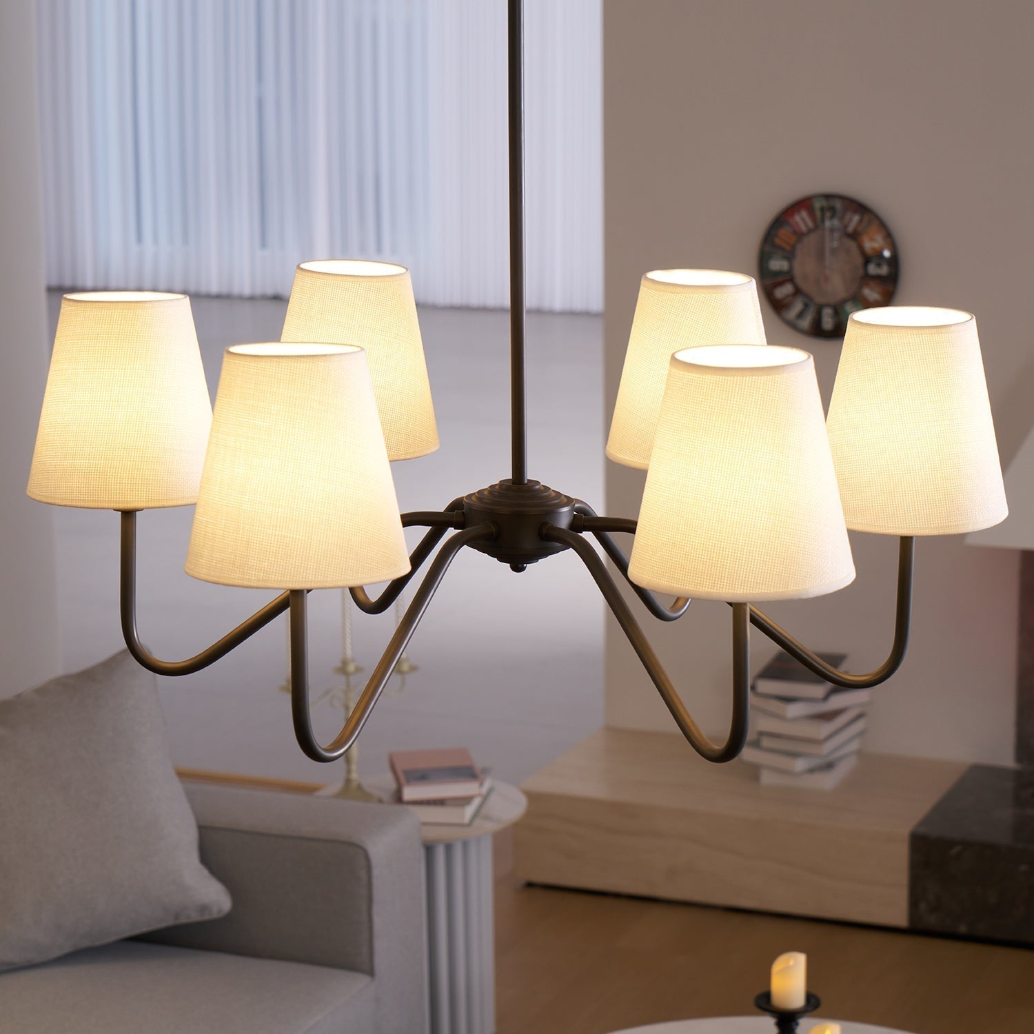 Lassen Chandelier Black Curved Arms Modern - Letslighting