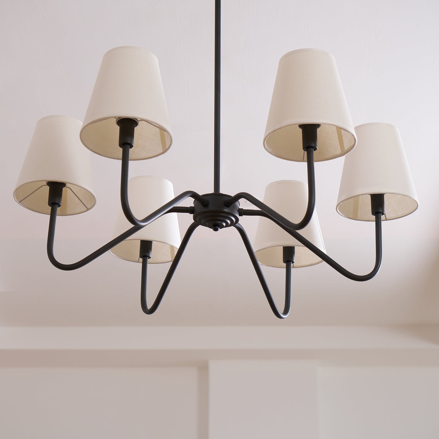 Lassen Chandelier Black Curved Arms Modern - Letslighting