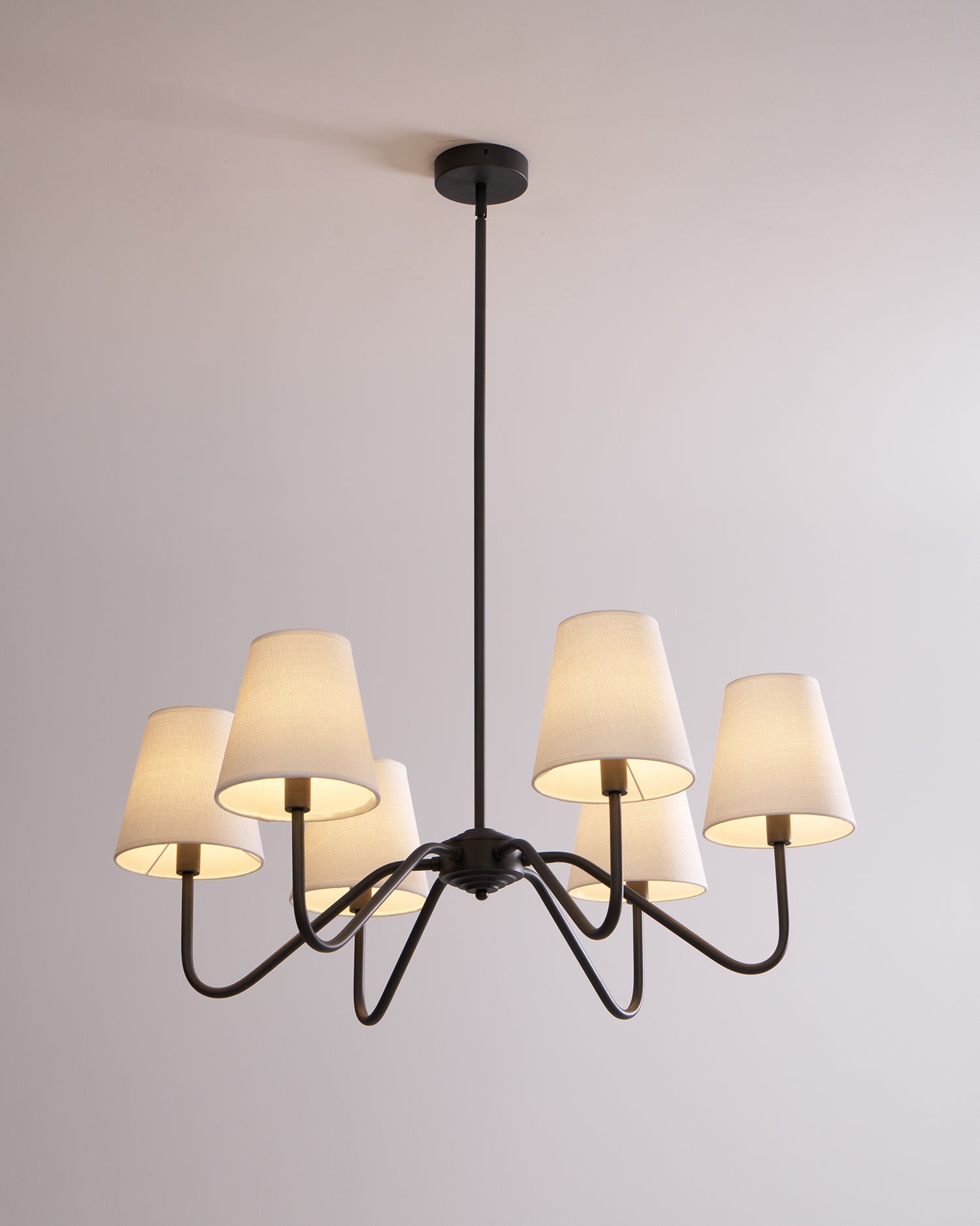 Lassen Chandelier Black Curved Arms Modern - Letslighting