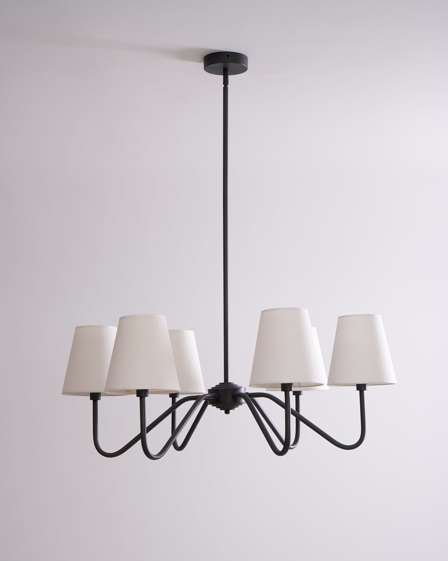 Lassen Chandelier Black Curved Arms Modern - Letslighting