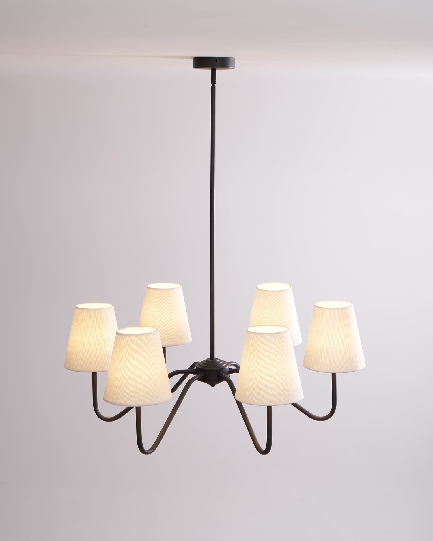 Lassen Chandelier Black Curved Arms Modern - Letslighting