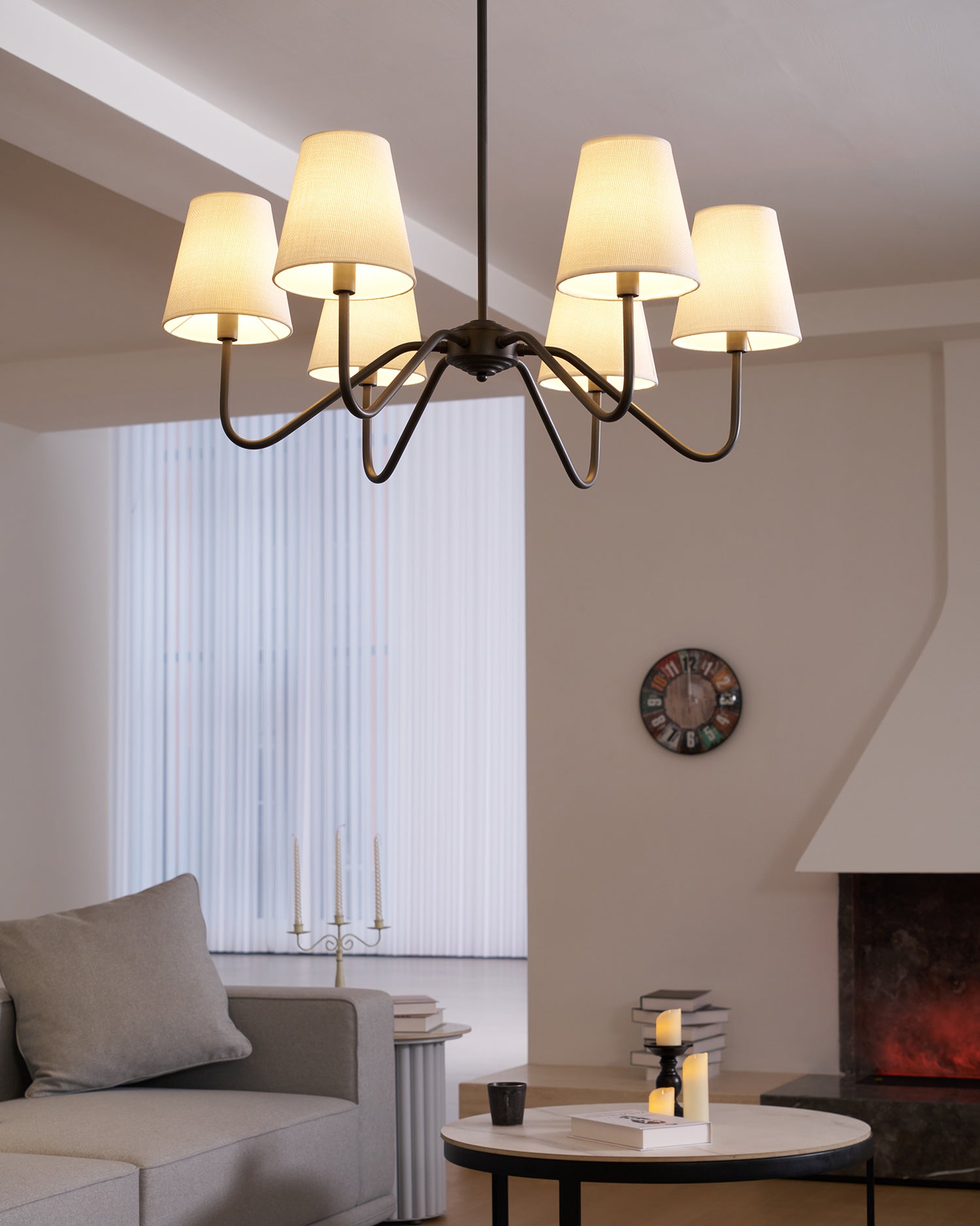 Lassen Chandelier Black Curved Arms Modern - Letslighting