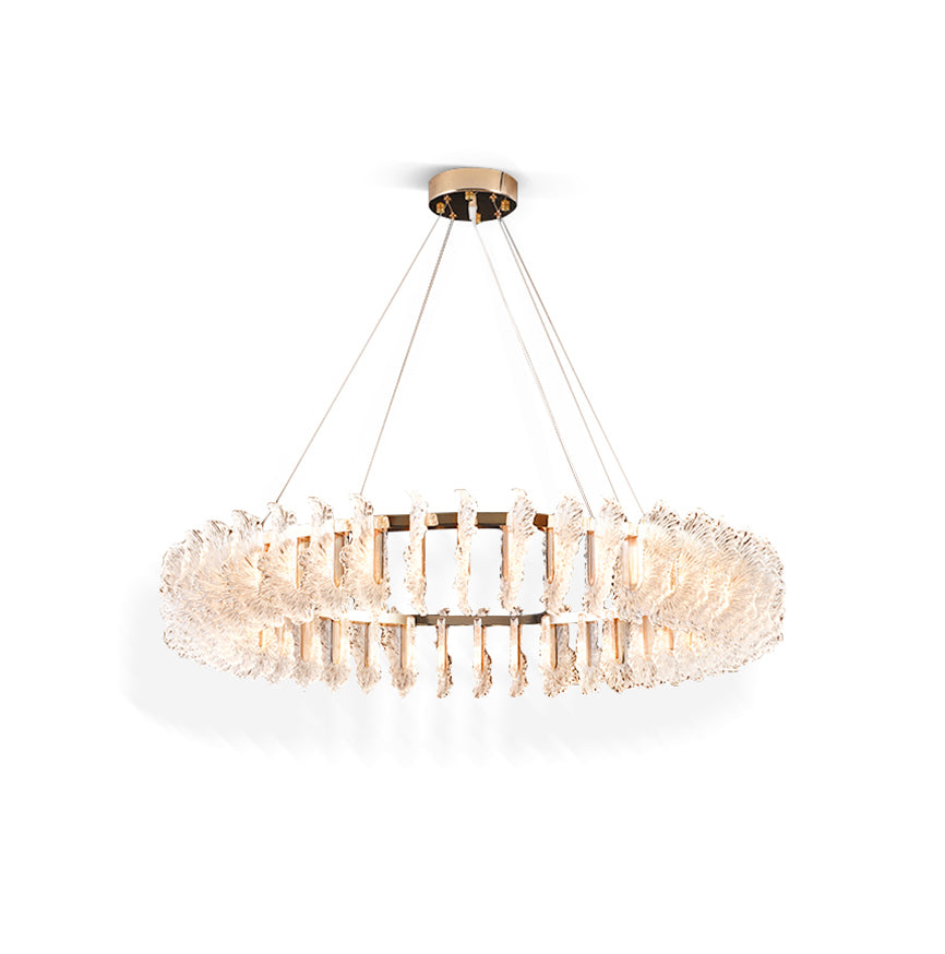 Chandelier en Verre et Acrylique de Luxe Ulcarir Feuille - Neutralighting