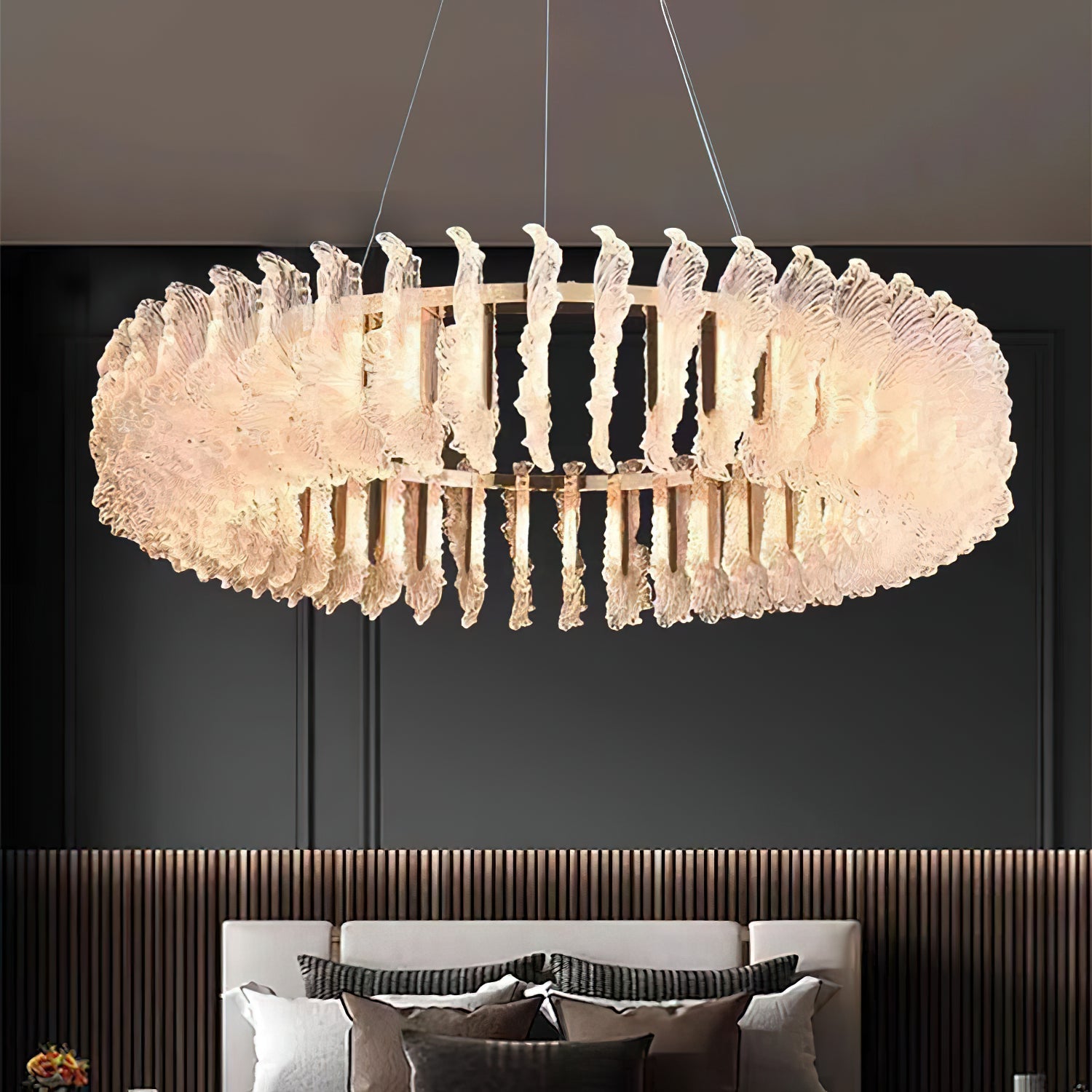 Chandelier en Verre et Acrylique de Luxe Ulcarir Feuille - Neutralighting