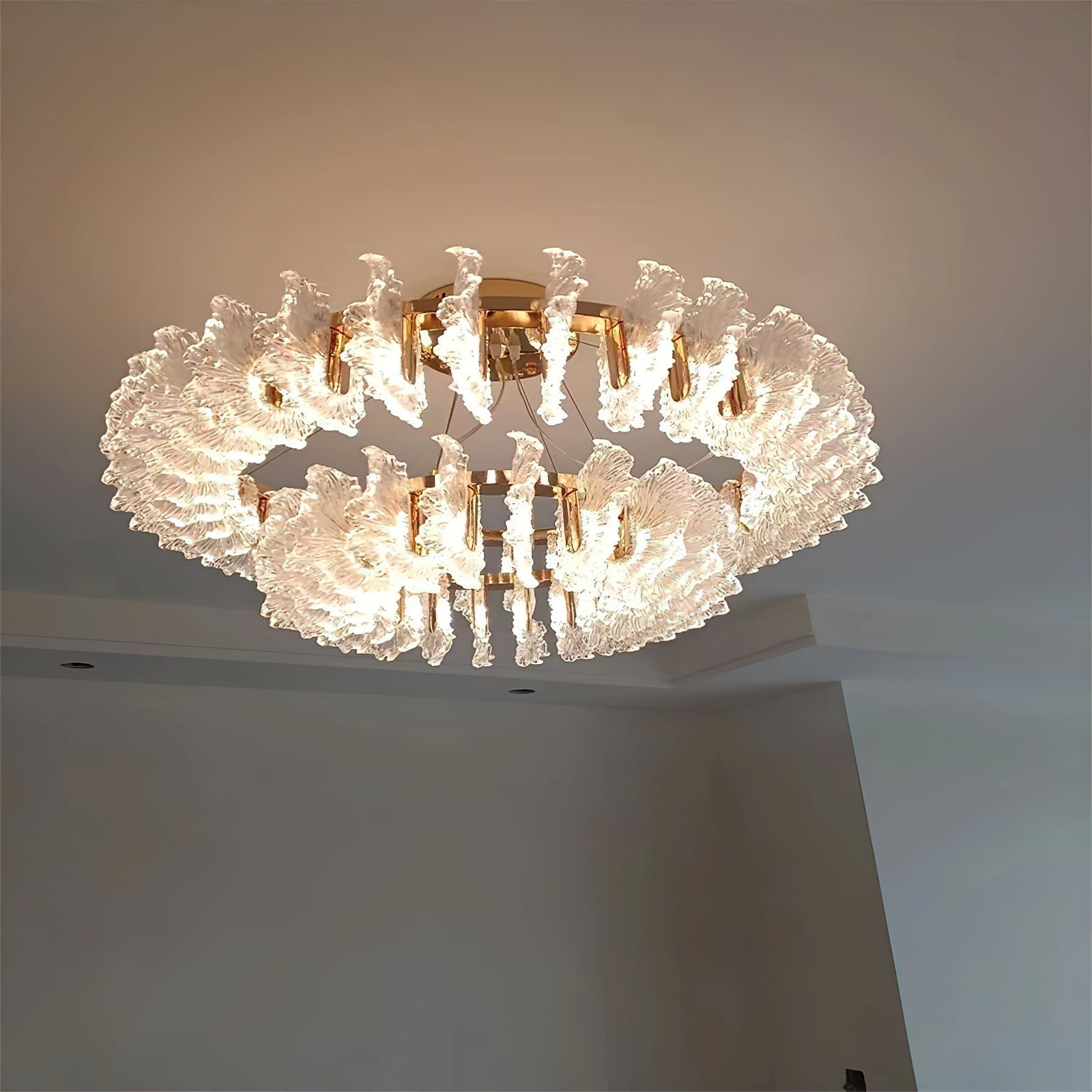 Chandelier en Verre et Acrylique de Luxe Ulcarir Feuille - Neutralighting