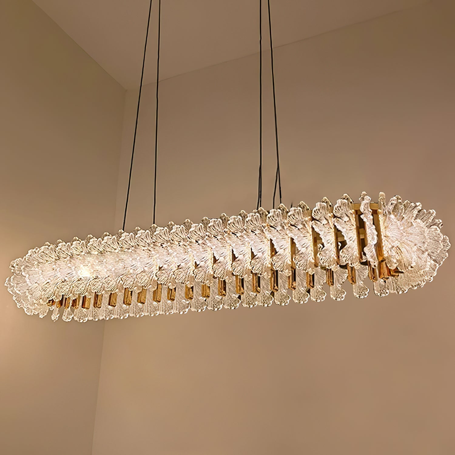 Chandelier en Verre et Acrylique de Luxe Ulcarir Feuille - Neutralighting