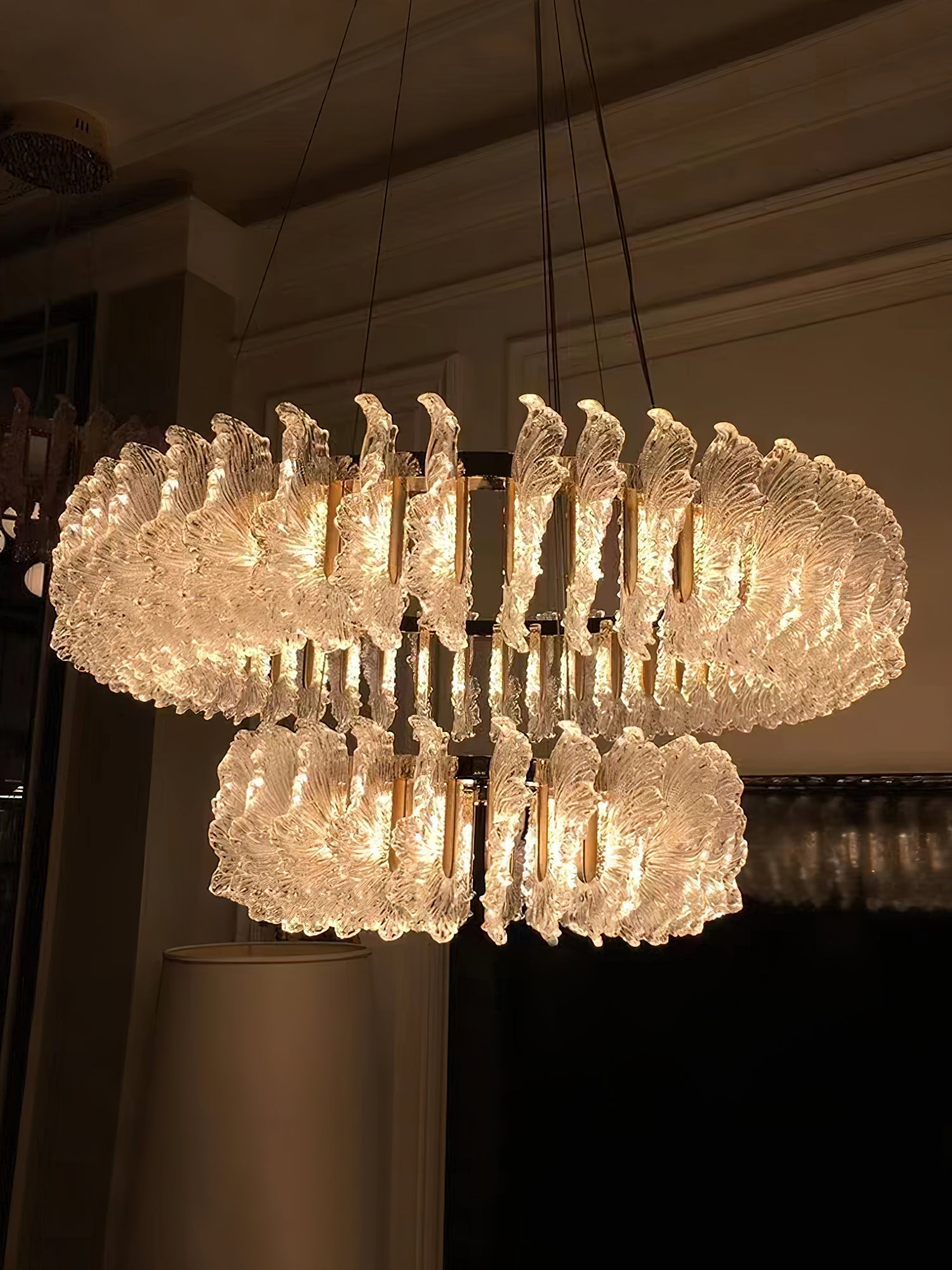 Chandelier en Verre et Acrylique de Luxe Ulcarir Feuille - Neutralighting