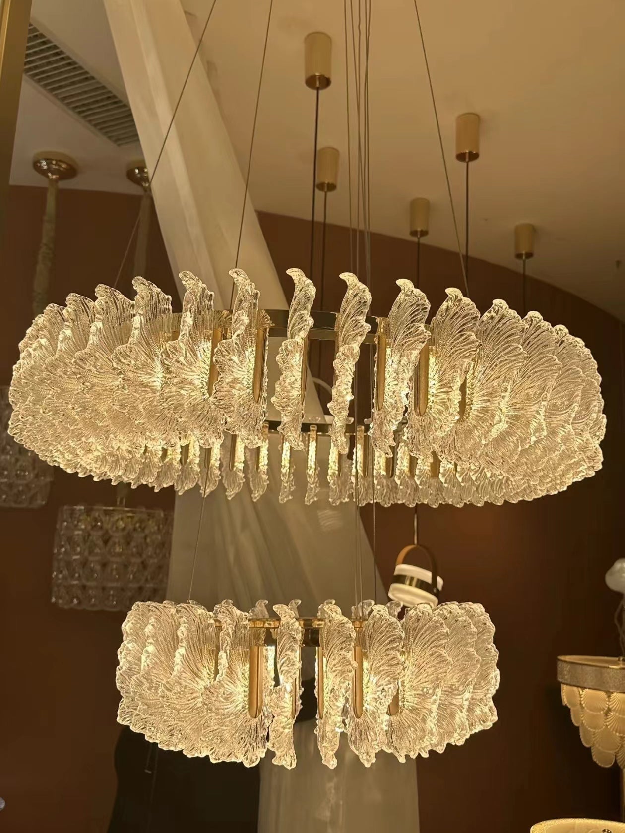 Chandelier en Verre et Acrylique de Luxe Ulcarir Feuille - Neutralighting