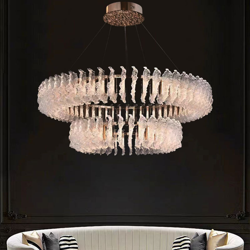 Chandelier en Verre et Acrylique de Luxe Ulcarir Feuille - Neutralighting