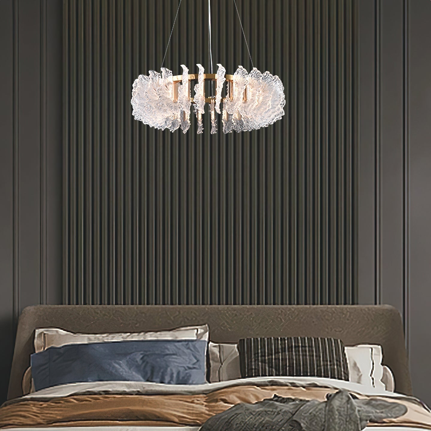 Chandelier en Verre et Acrylique de Luxe Ulcarir Feuille - Neutralighting