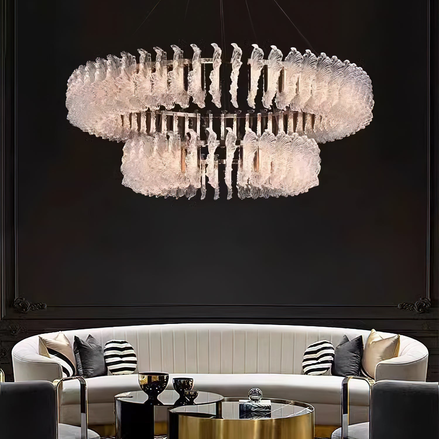 Chandelier en Verre et Acrylique de Luxe Ulcarir Feuille - Neutralighting