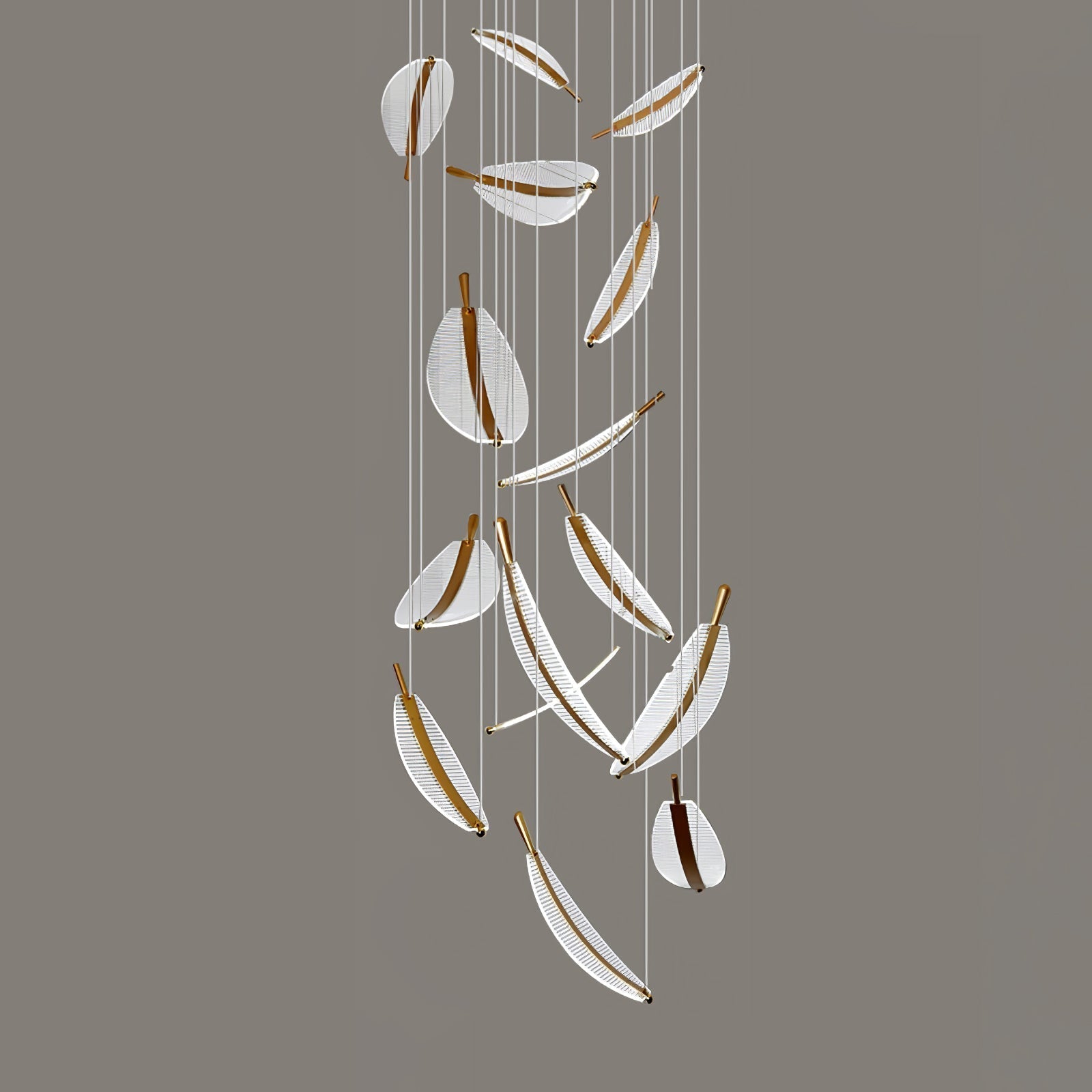 Lustra Chandelier Leaf Acrylic Gold Elegant Modern - Neutralighting