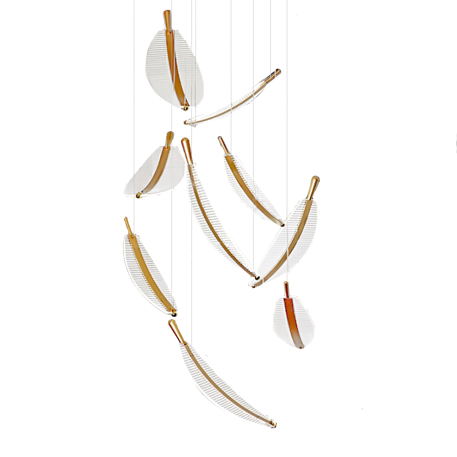 Lustra Chandelier Leaf Acrylic Gold Elegant Modern - Neutralighting