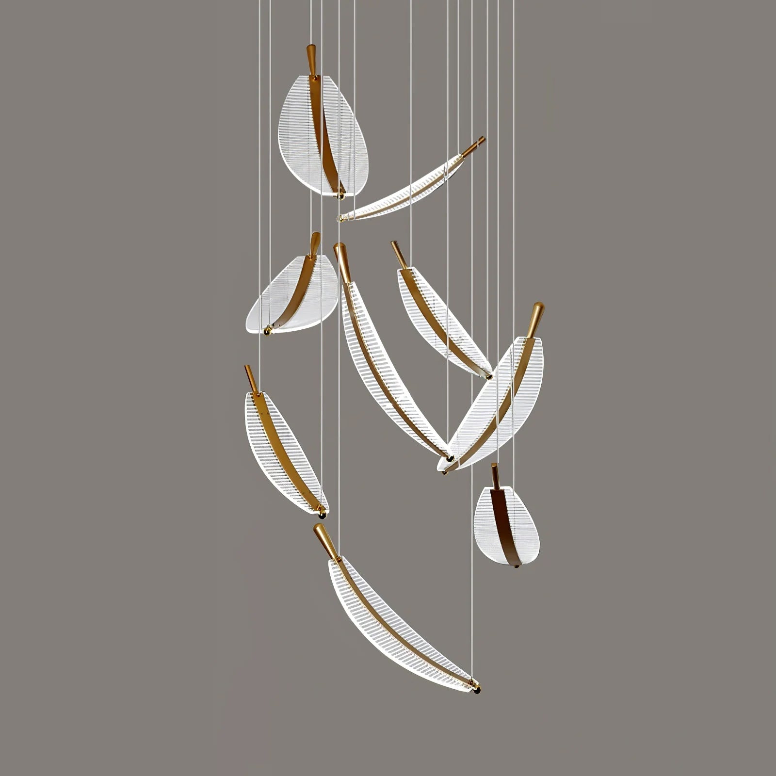 Lustra Chandelier Leaf Acrylic Gold Elegant Modern - Neutralighting