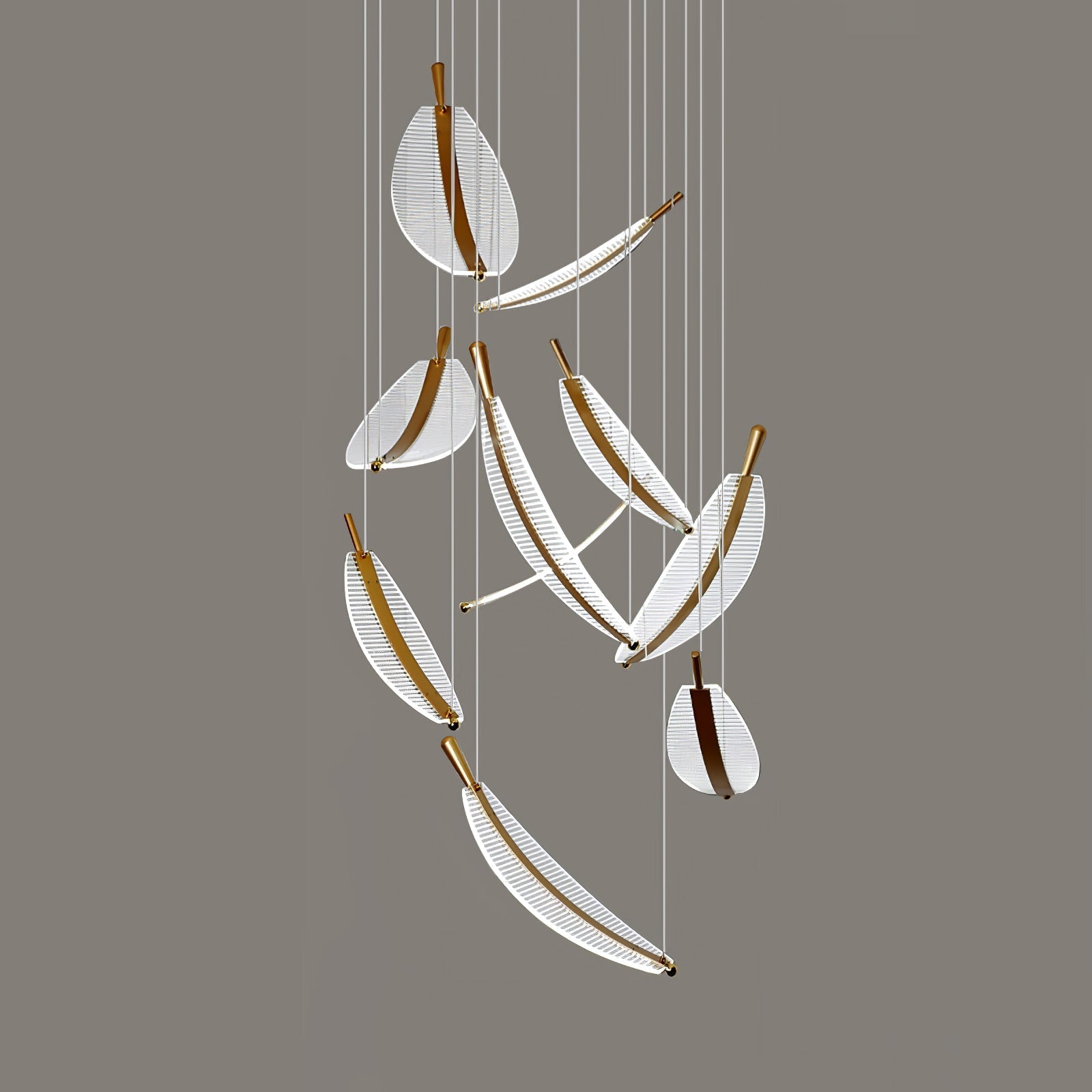 Lustra Chandelier Leaf Acrylic Gold Elegant Modern - Neutralighting