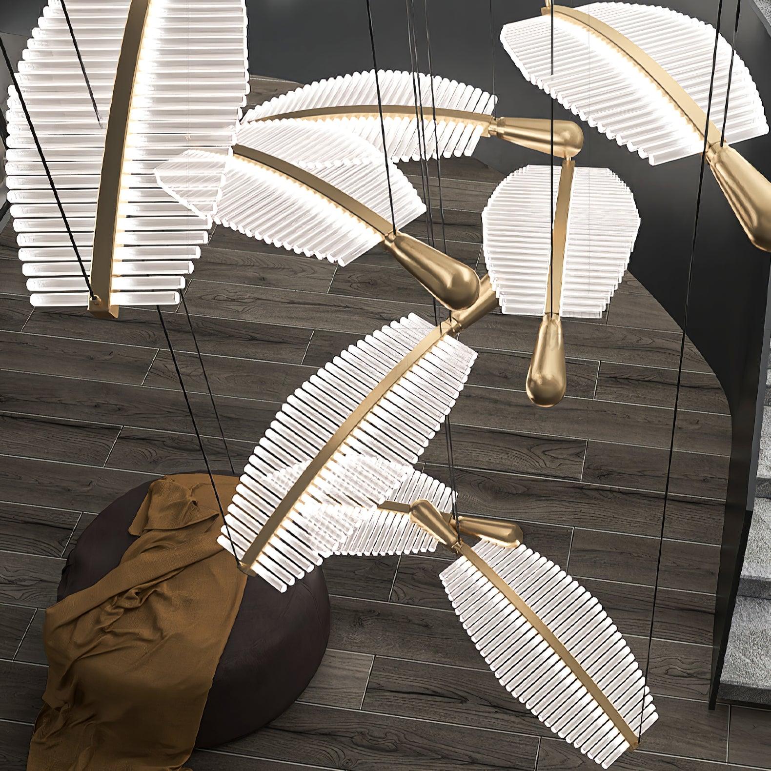 Lustra Chandelier Leaf Acrylic Gold Elegant Modern - Neutralighting