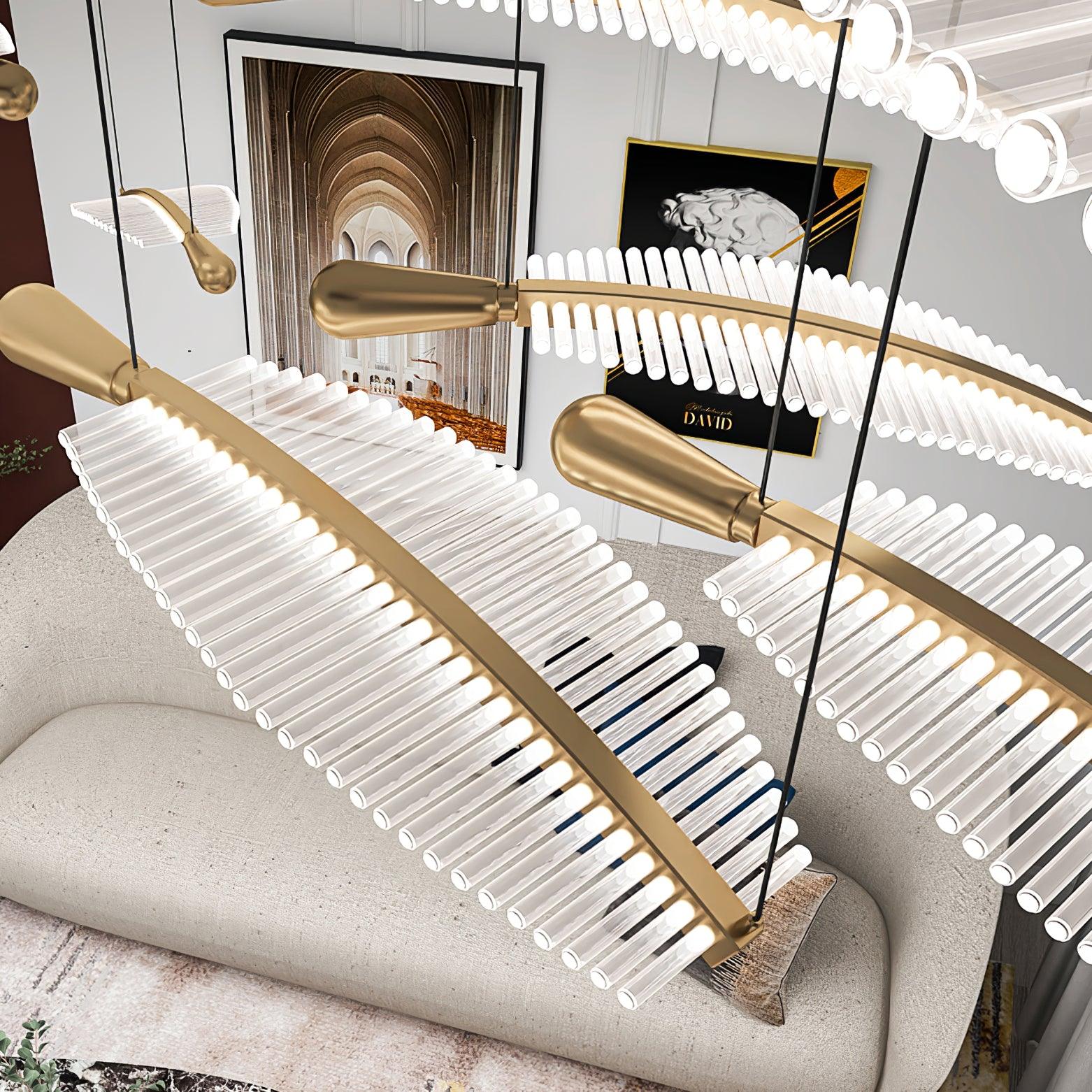Lustra Chandelier Leaf Acrylic Gold Elegant Modern - Neutralighting