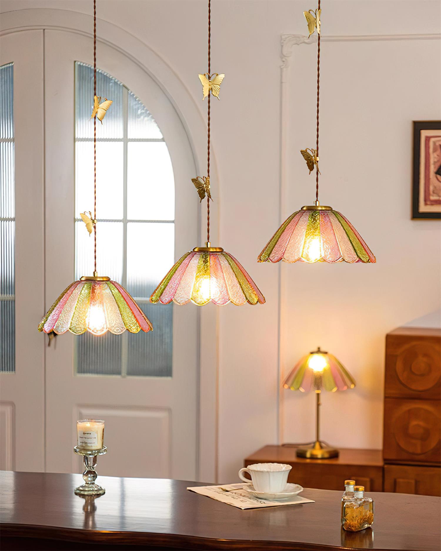 Leira Jupe Suspension Coquillage Teinté Verre Vintage - Neutralighting