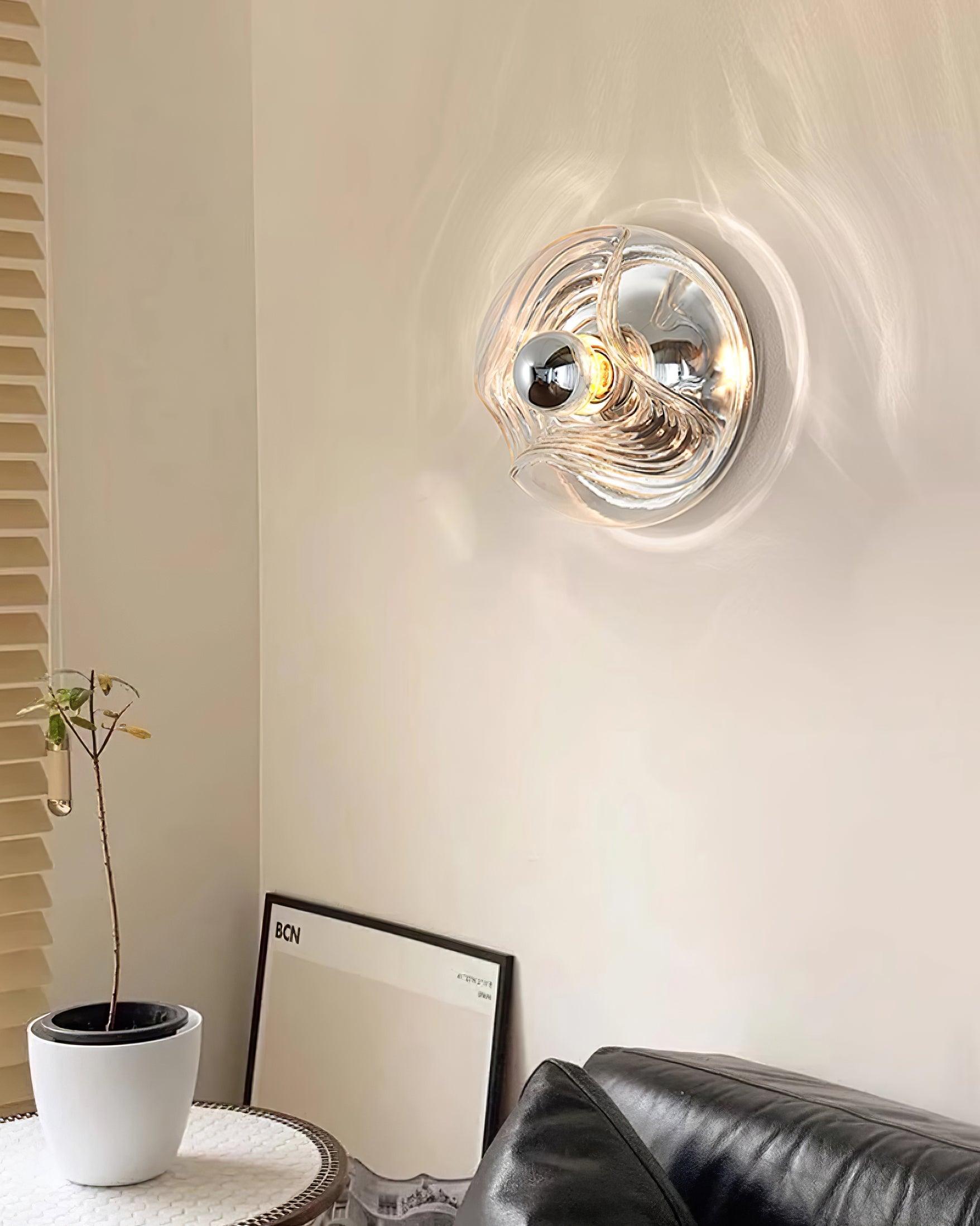 Wall Lamp Swirl Texture Clear Amber Smoke Gray Modern Accent - Letslighting
