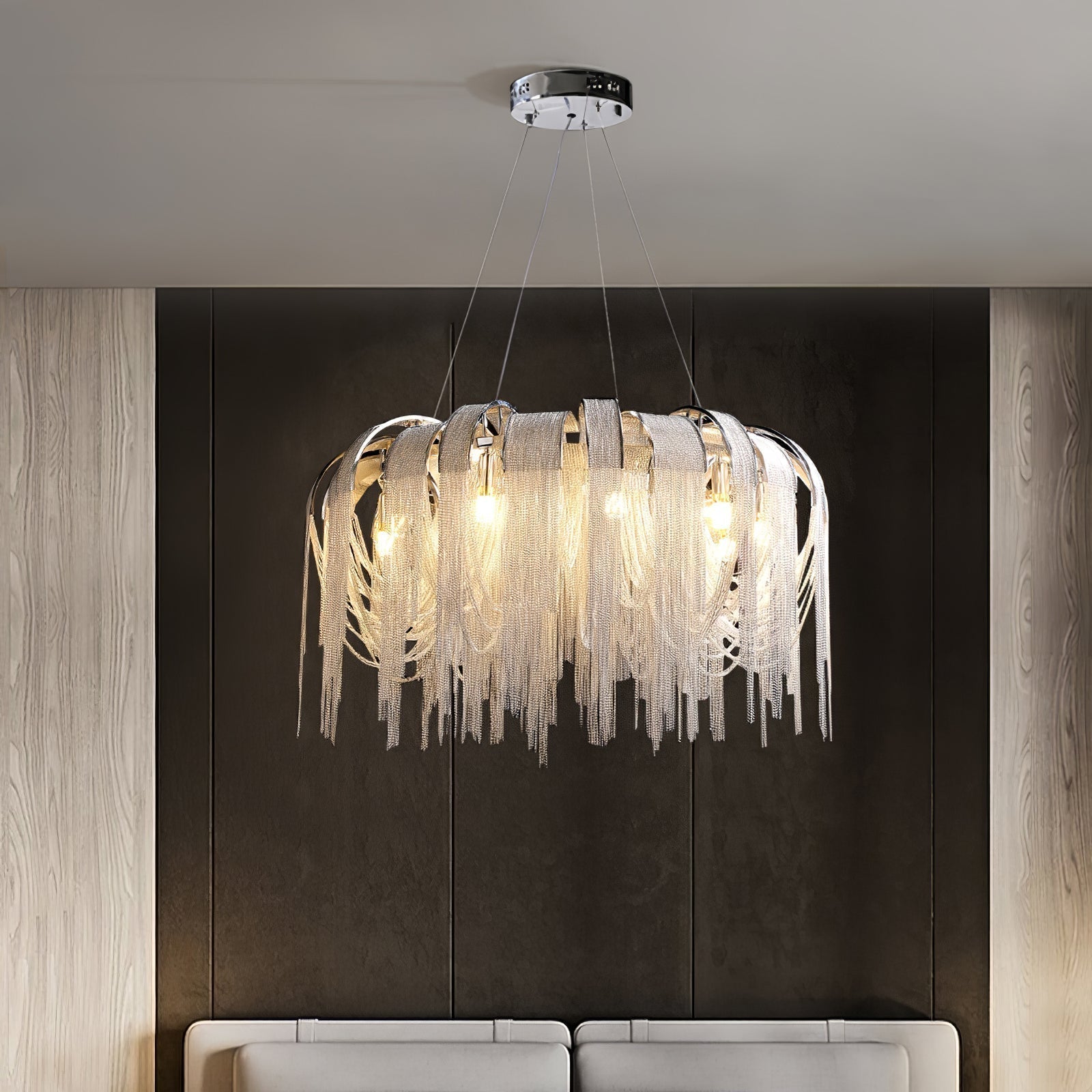 Lustra Lustre Superposé Chaîne Nickel Luxe - Neutralighting