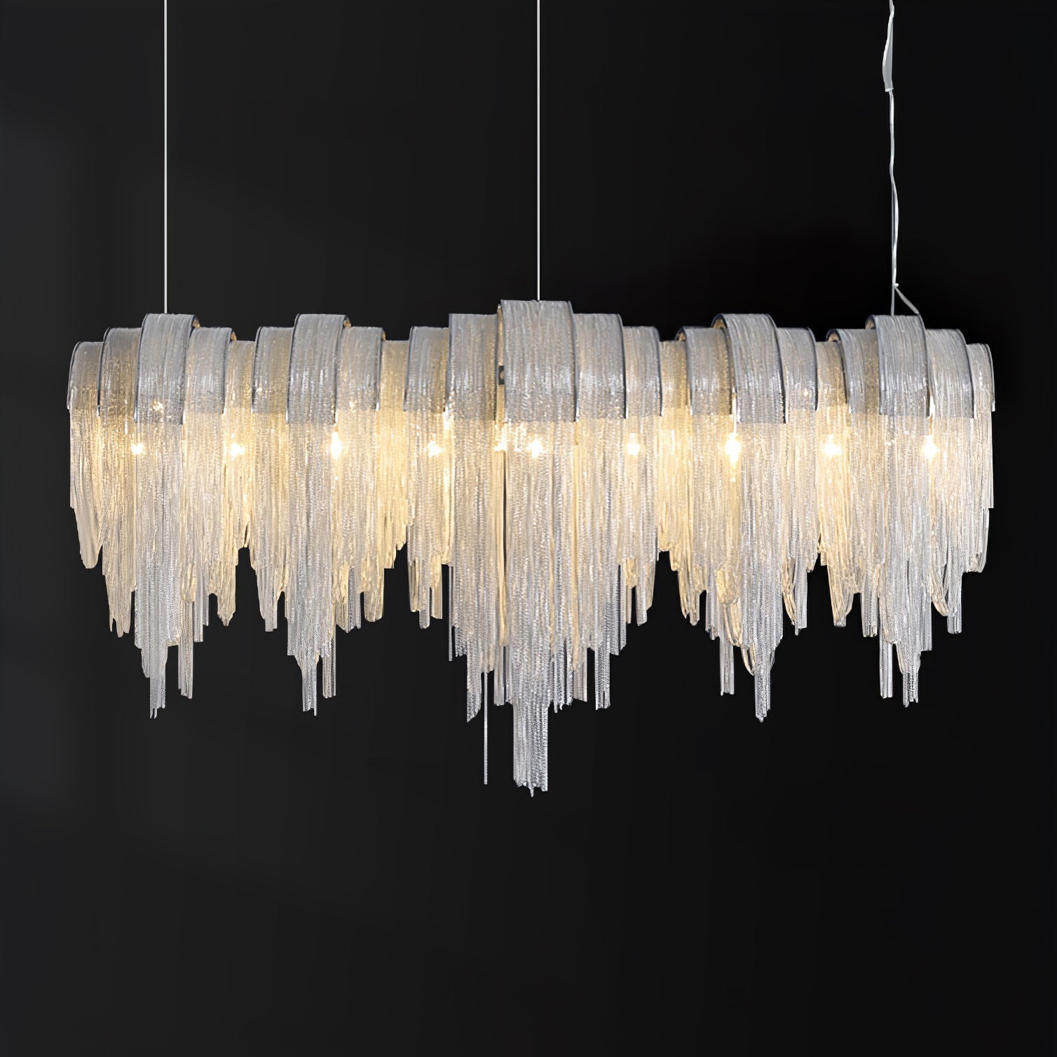 Lustra Lustre Superposé Chaîne Nickel Luxe - Neutralighting