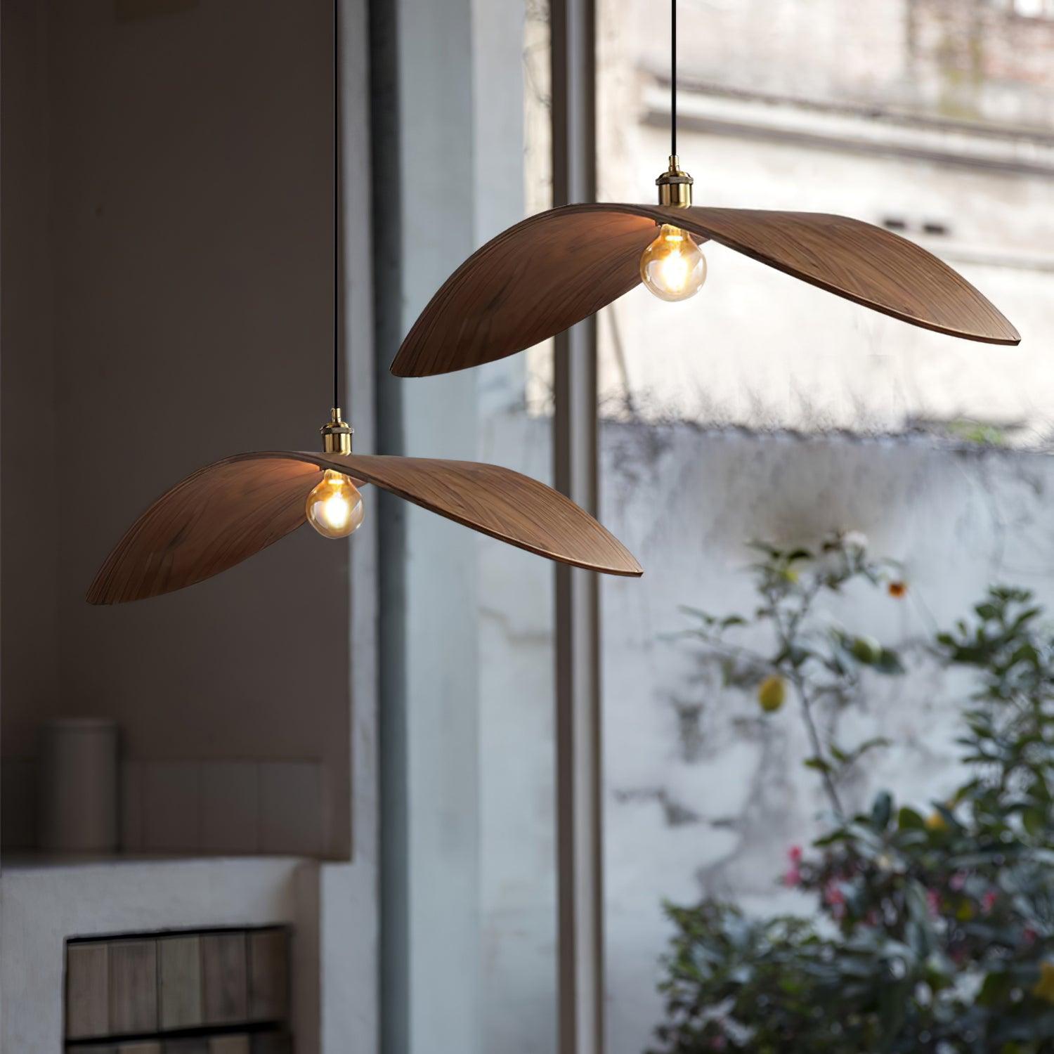Libelle Curved Wood Wing Pendant Lamp - Letslighting
