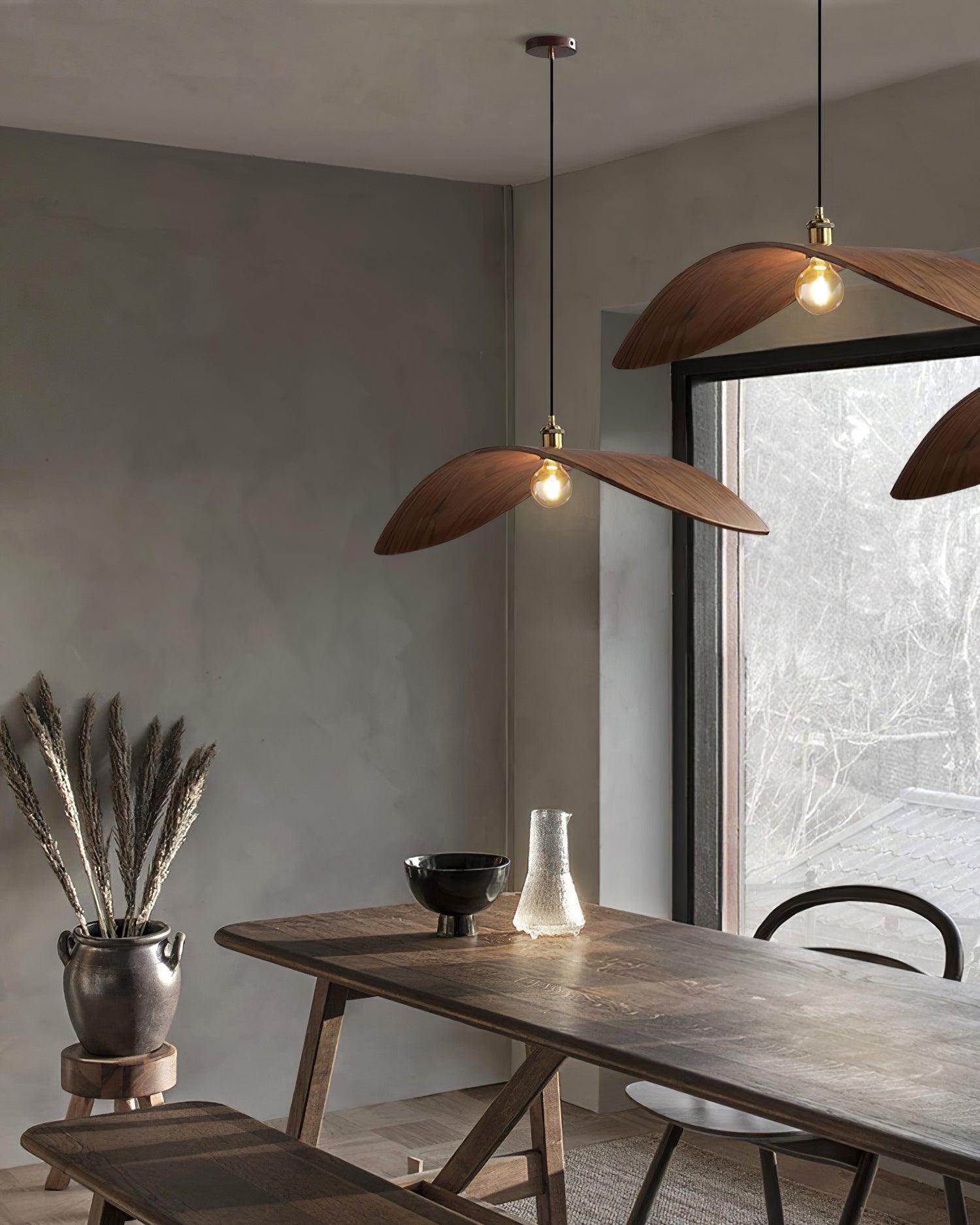 Libelle Curved Wood Wing Pendant Lamp - Letslighting