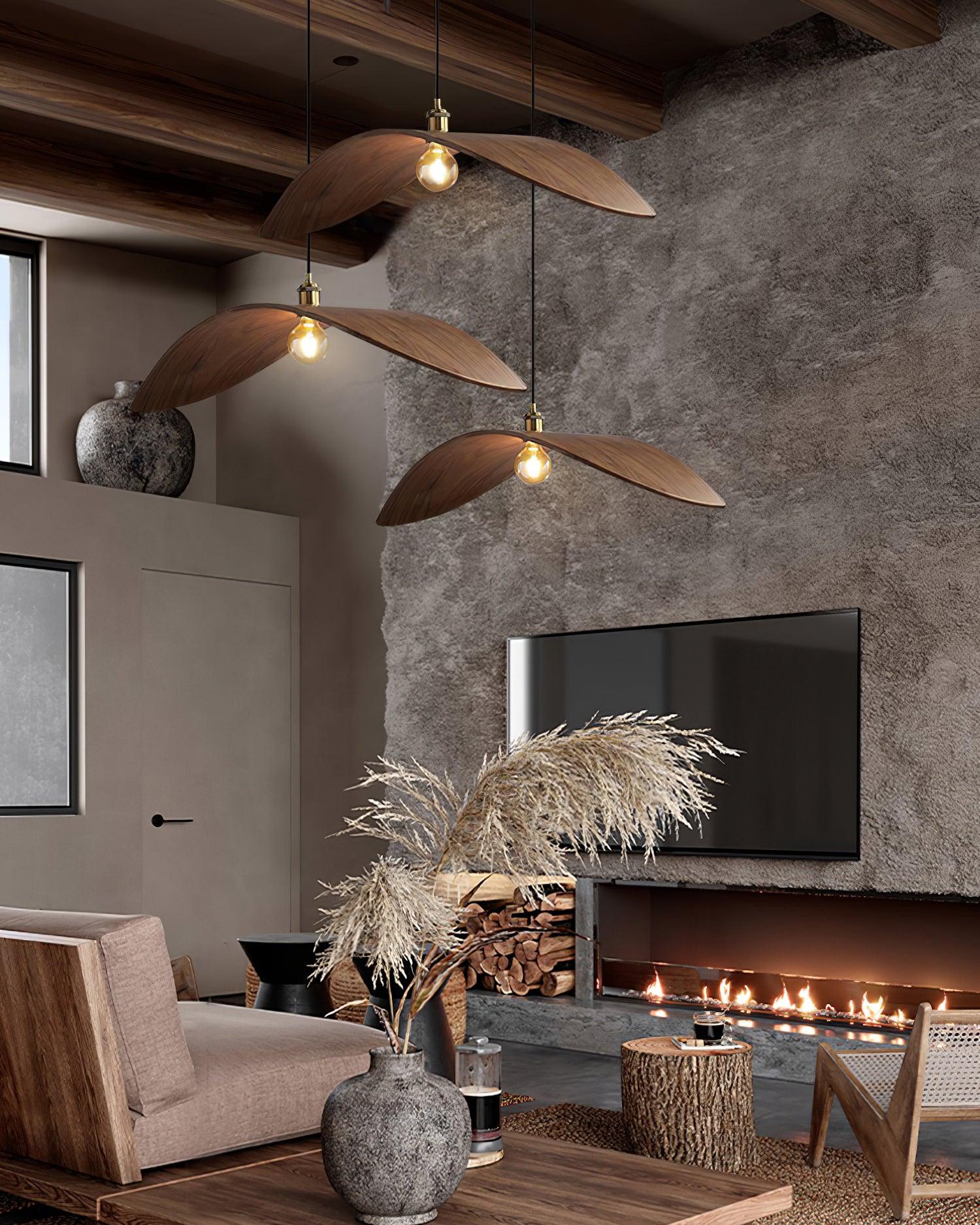 Libelle Curved Wood Wing Pendant Lamp - Letslighting