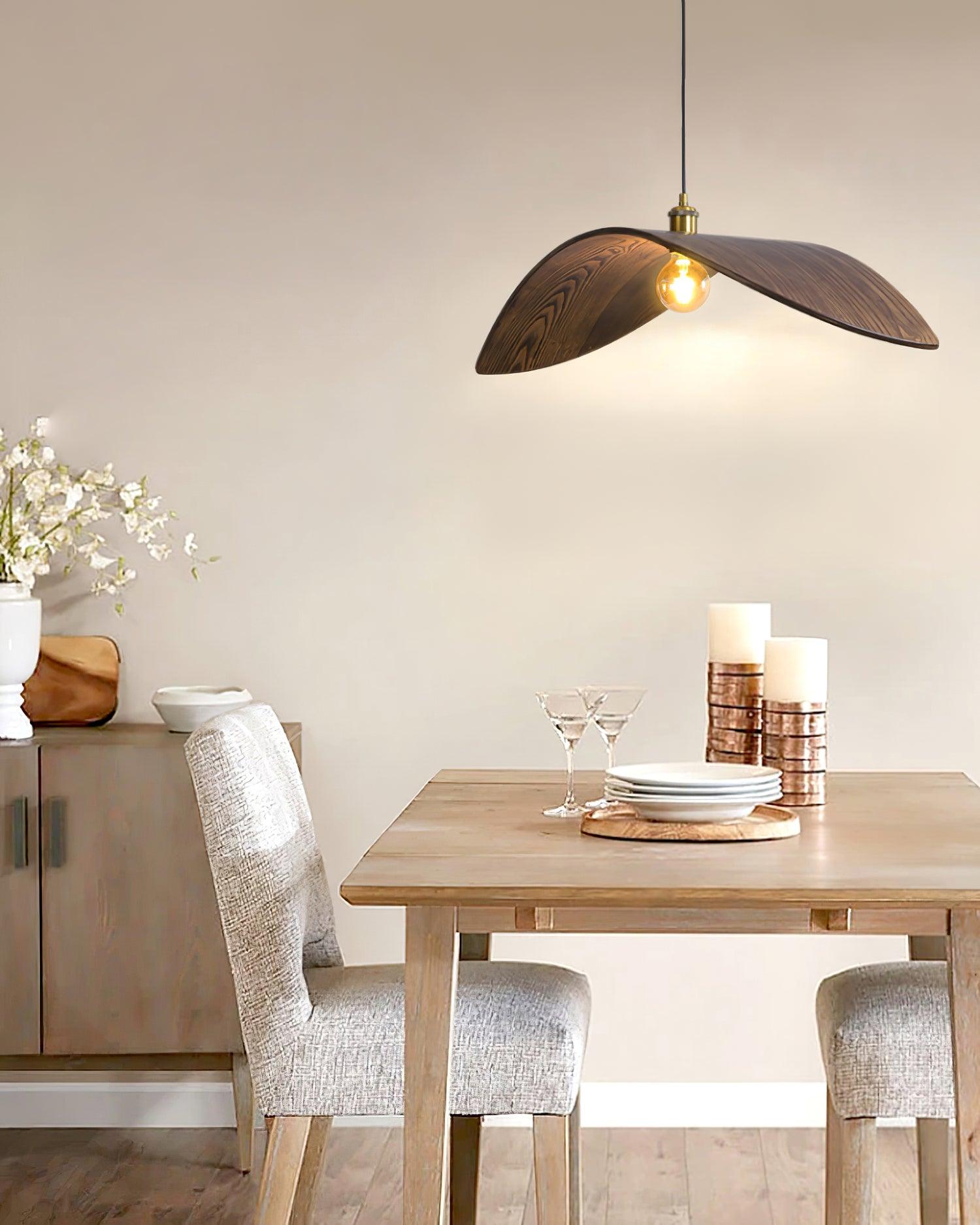 Libelle Curved Wood Wing Pendant Lamp - Letslighting