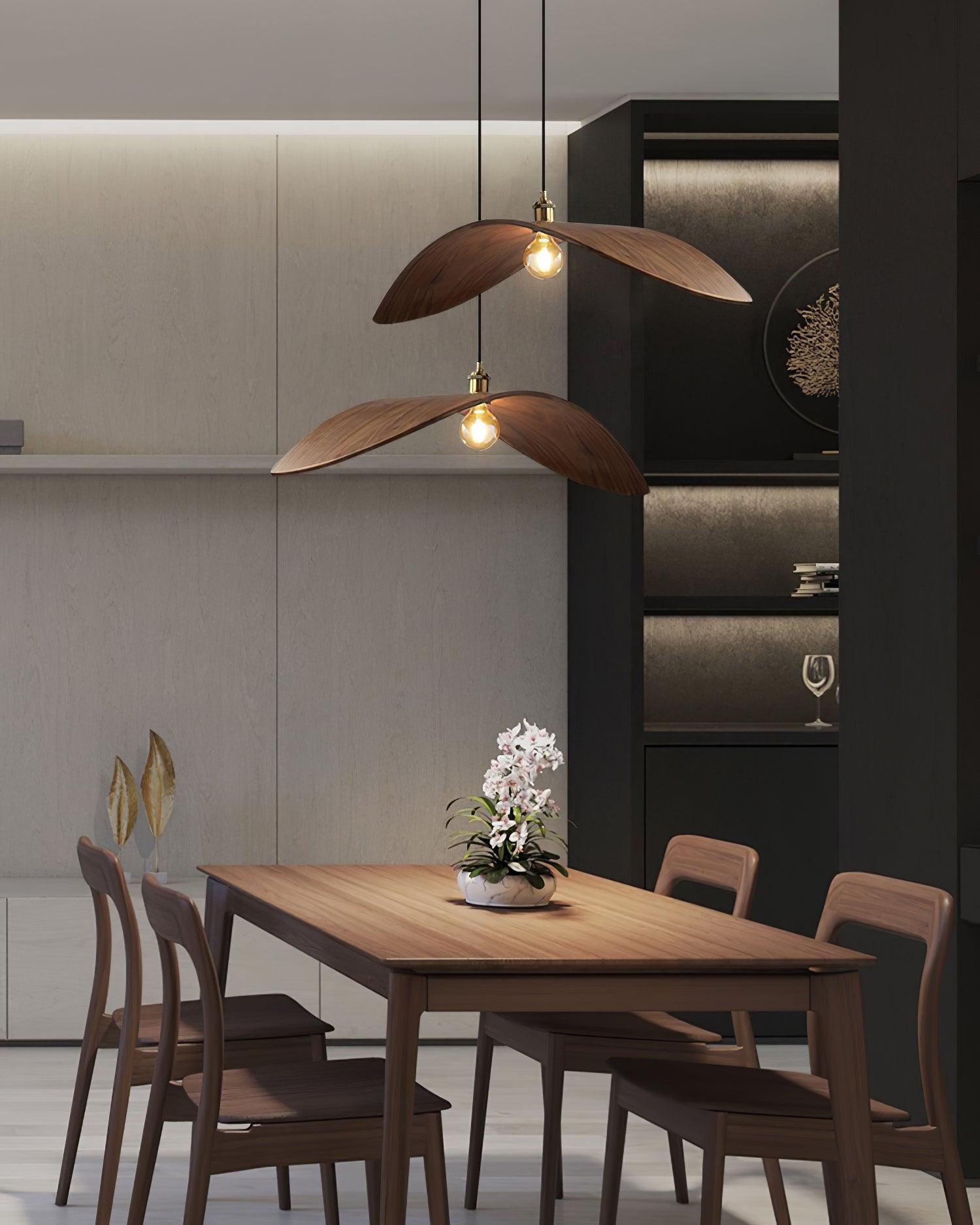 Libelle Curved Wood Wing Pendant Lamp - Letslighting