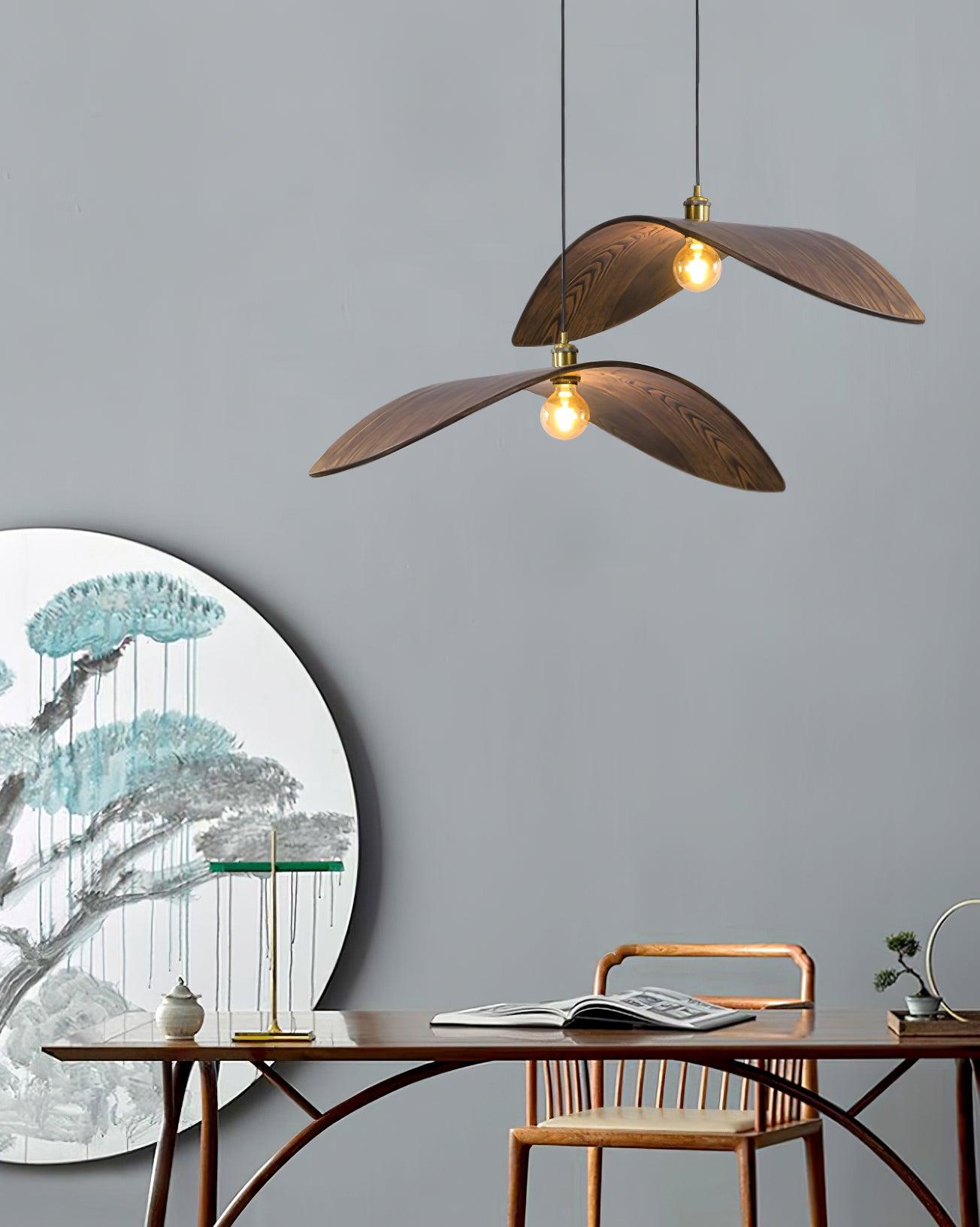 Libelle Curved Wood Wing Pendant Lamp - Letslighting