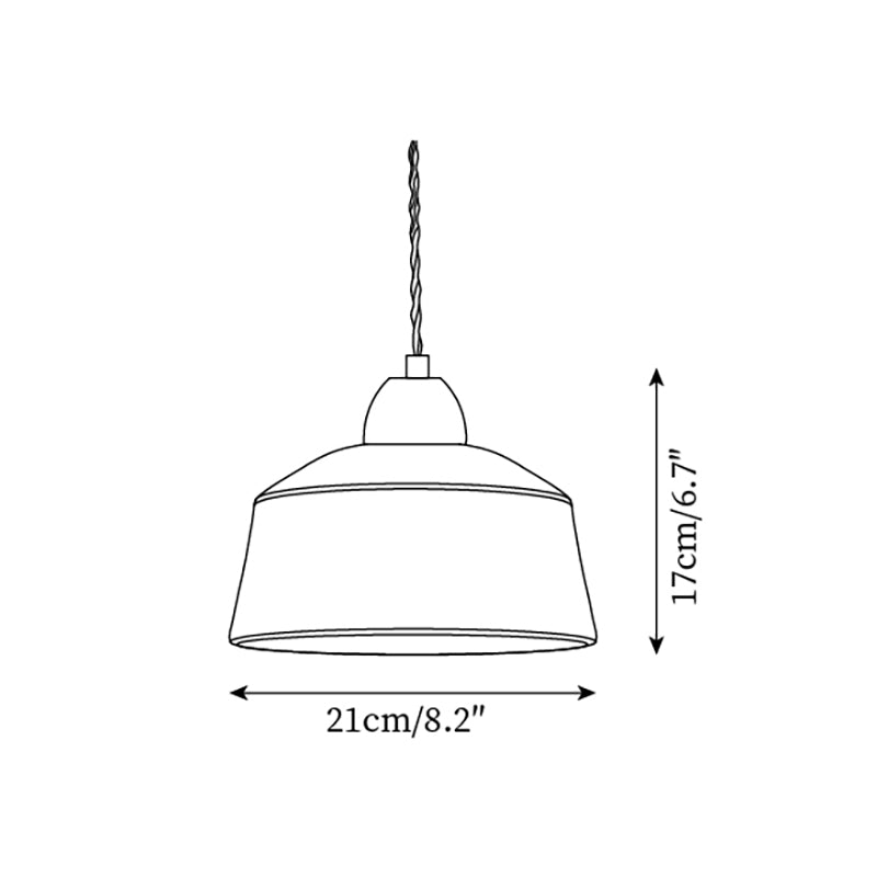Pendant Lamp Textured Ceramic Drum Walnut Wood Retro - Letslighting