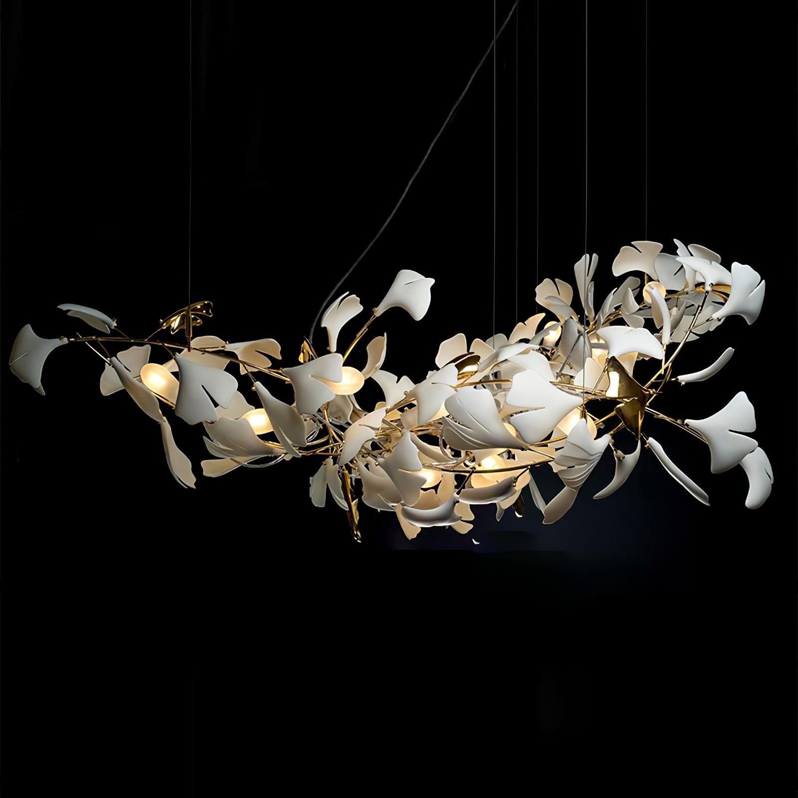 Olivia Chandelier en Céramique Feuilles de Ginkgo aux Courbes Organiques - Neutralighting