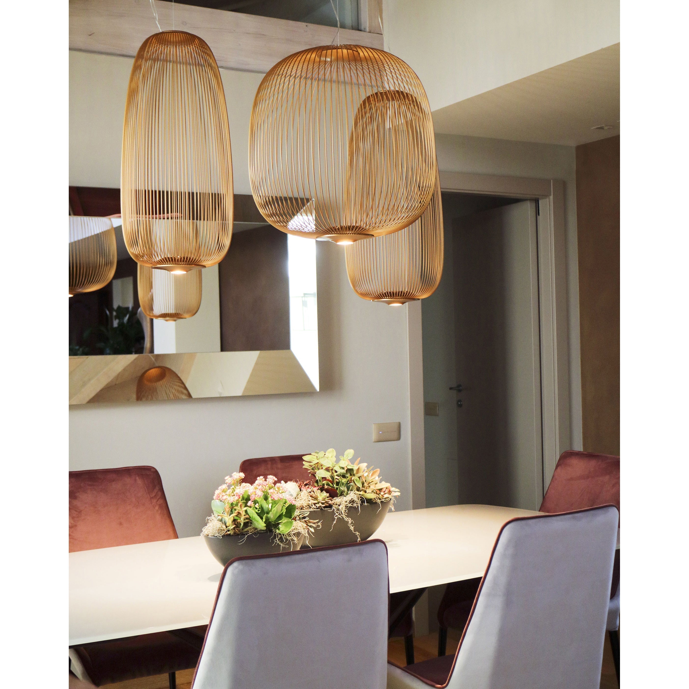 Vadorora Modern Minimalist Cage Metal Pendant Lamp - Lamp Copper