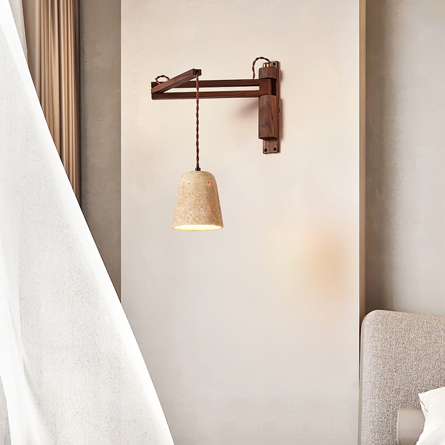 Fossil Travertine Swing Arm Wall Lamp Plug-in - Neutralighting