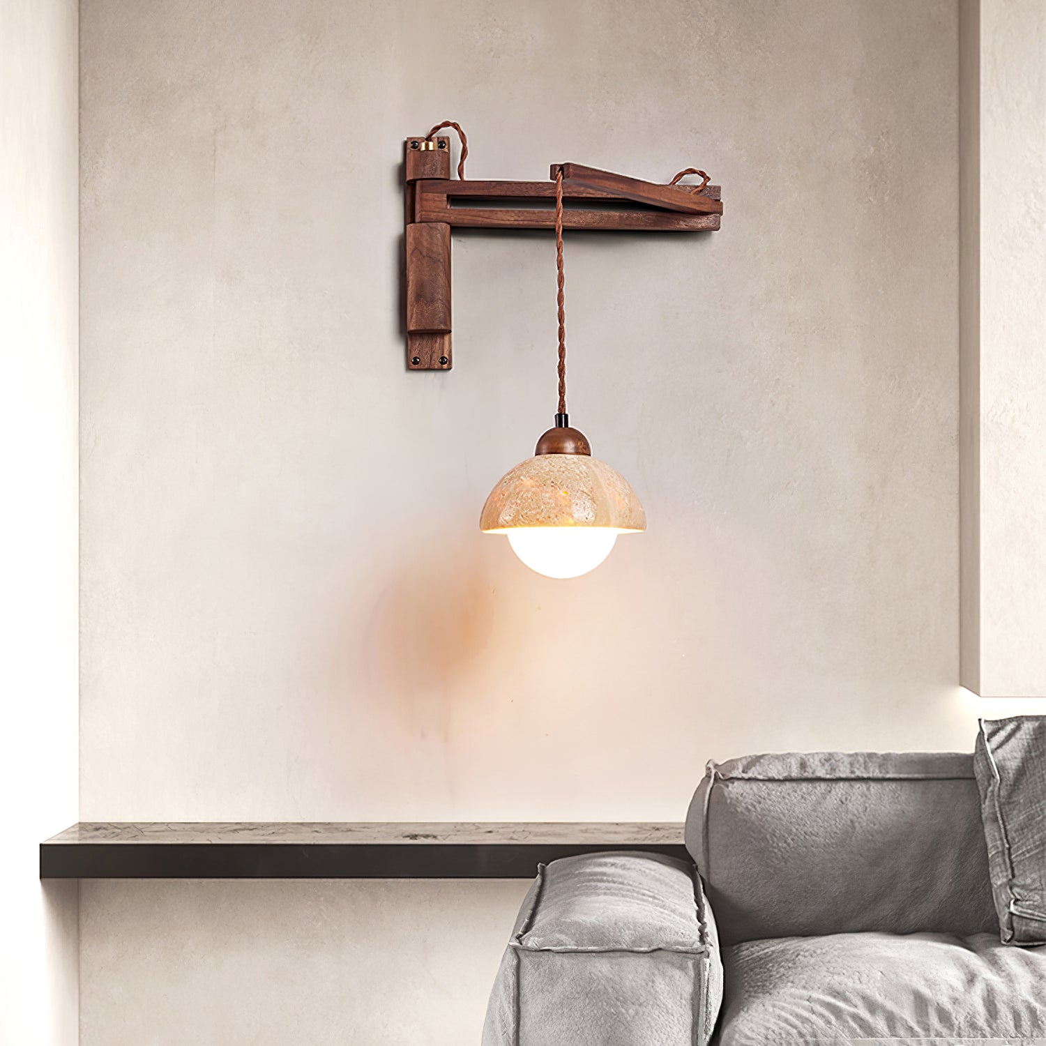 Fossil Travertine Swing Arm Wall Lamp Plug-in - Neutralighting